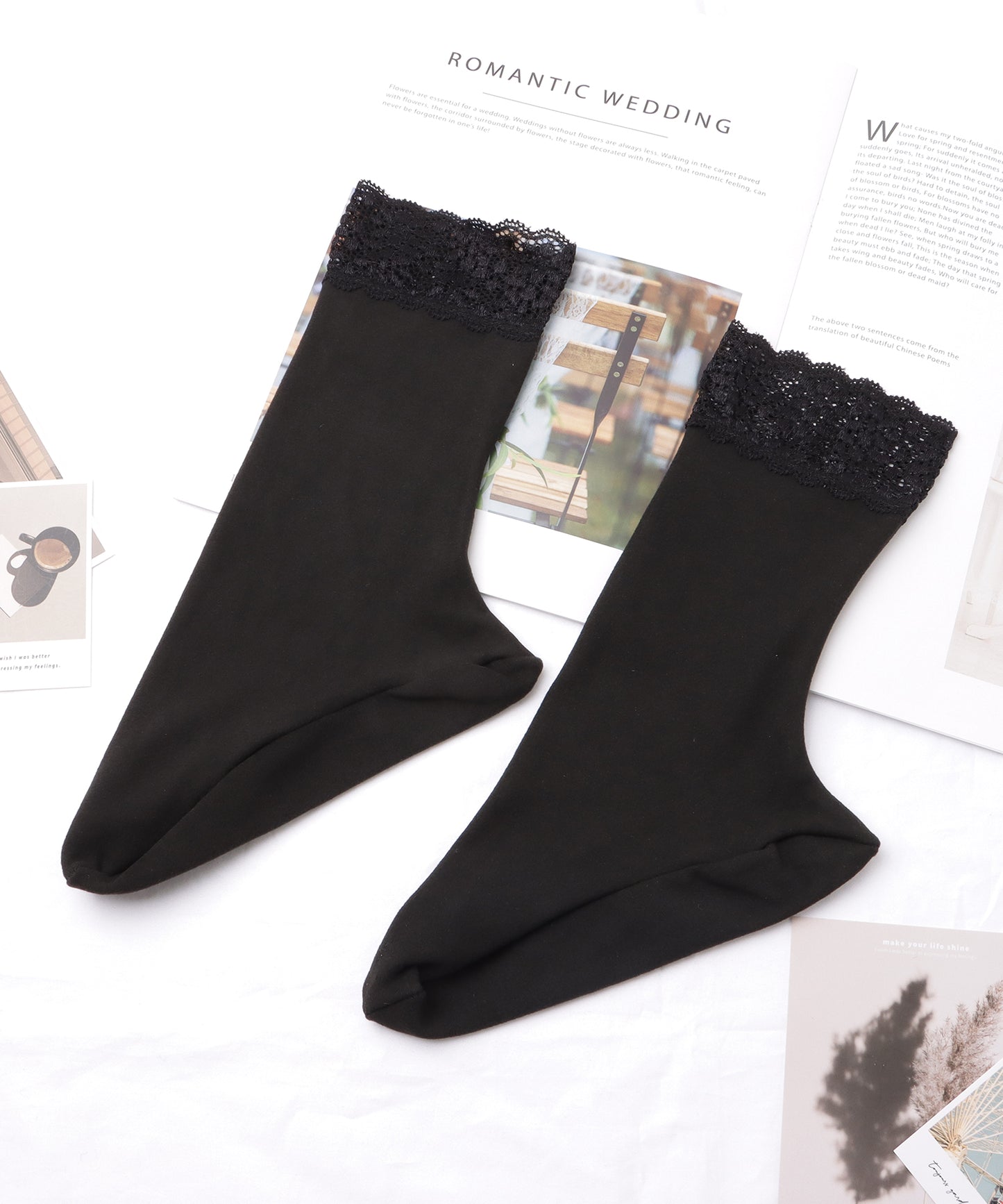 【8足セット】レースドッキングベーシックカラーソックス