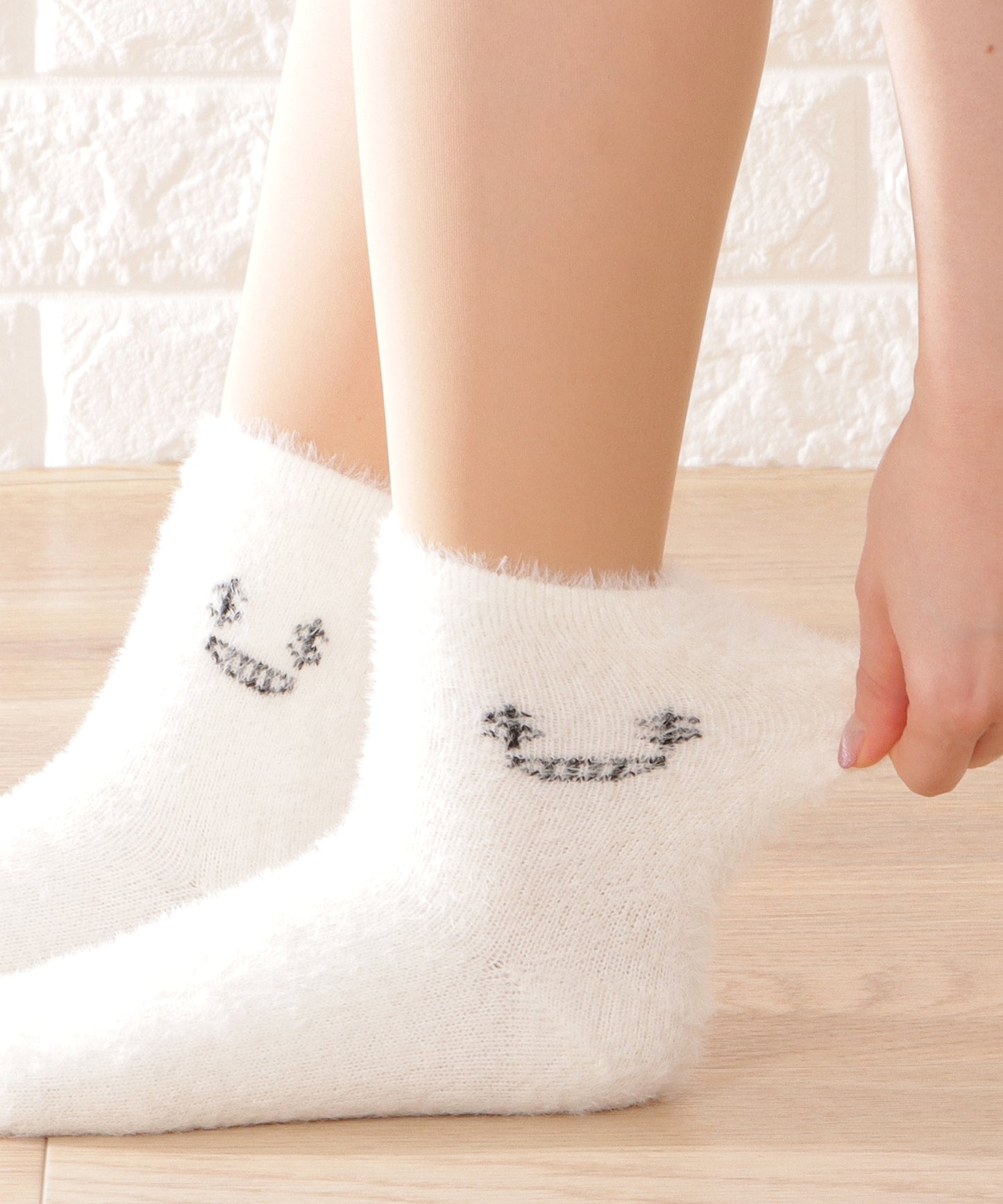 【10足セット】顔刺繍付きふわふわシャギーソックス