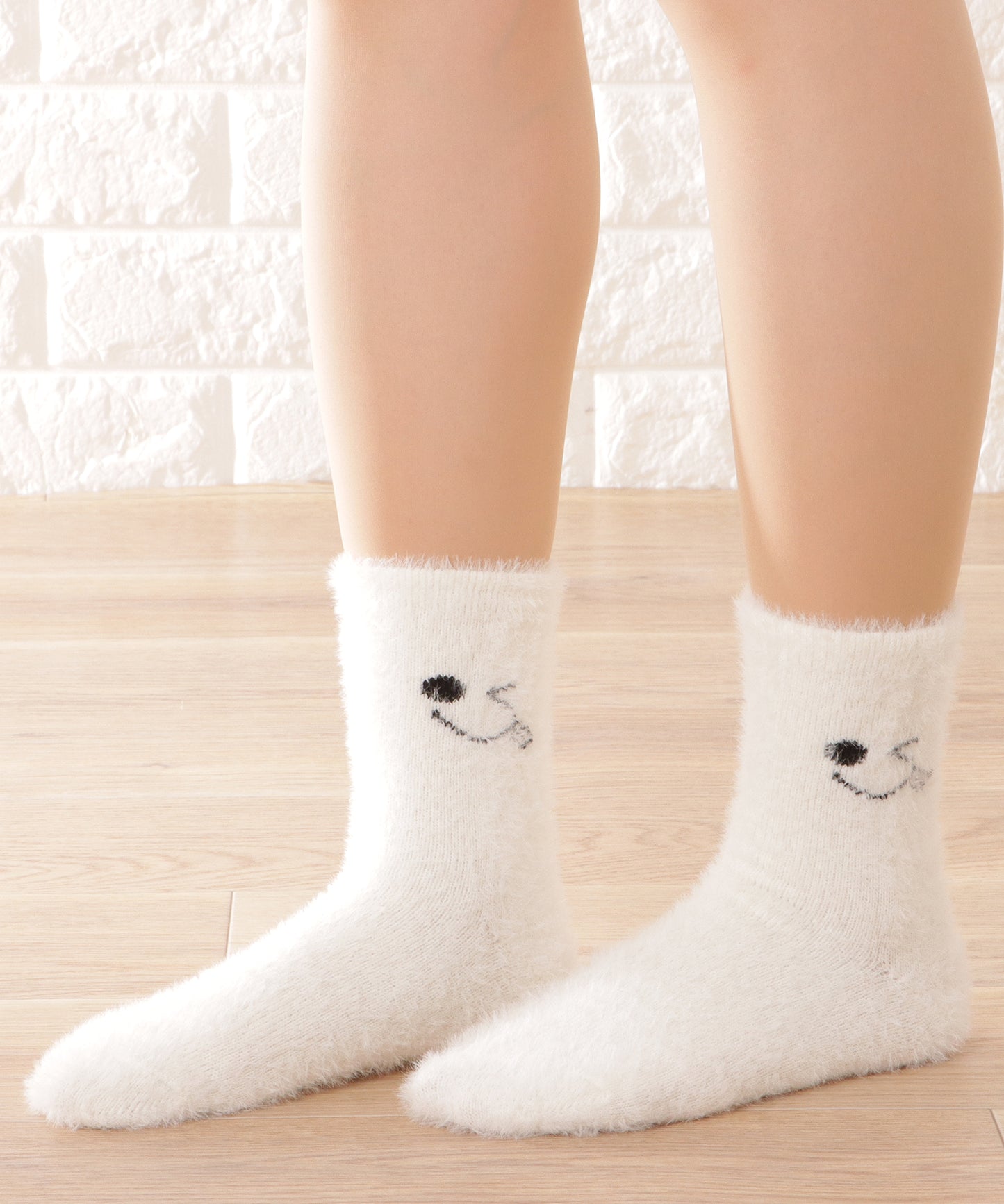 【10足セット】顔刺繍付きふわふわシャギーソックス