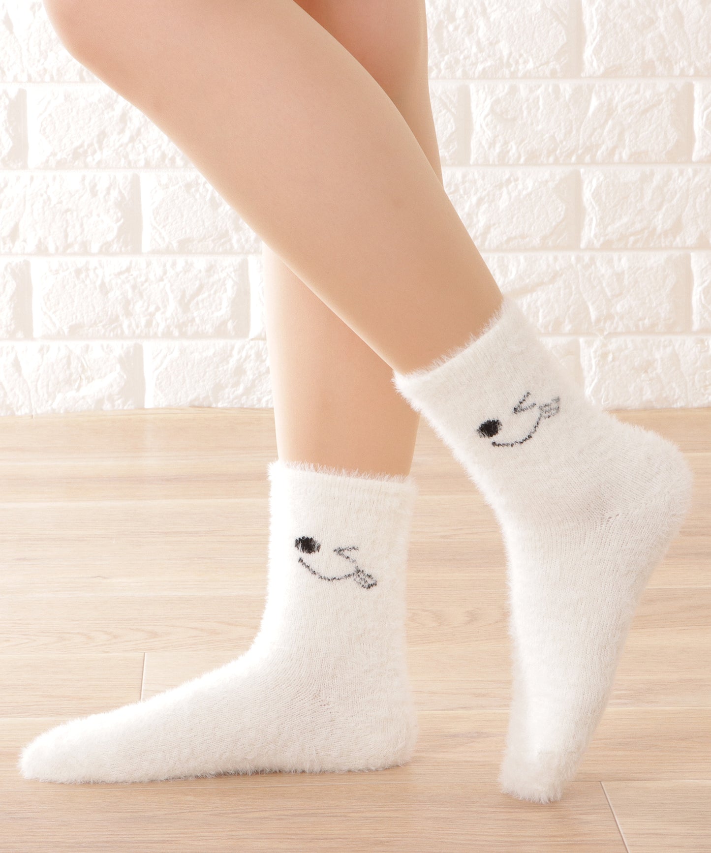 【10足セット】顔刺繍付きふわふわシャギーソックス