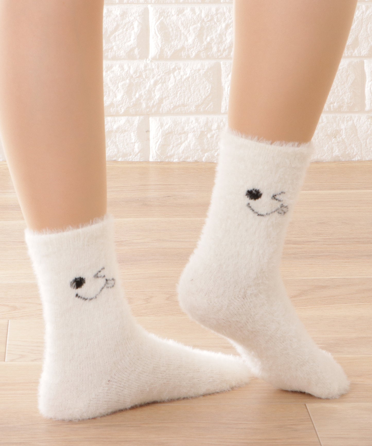 【10足セット】顔刺繍付きふわふわシャギーソックス