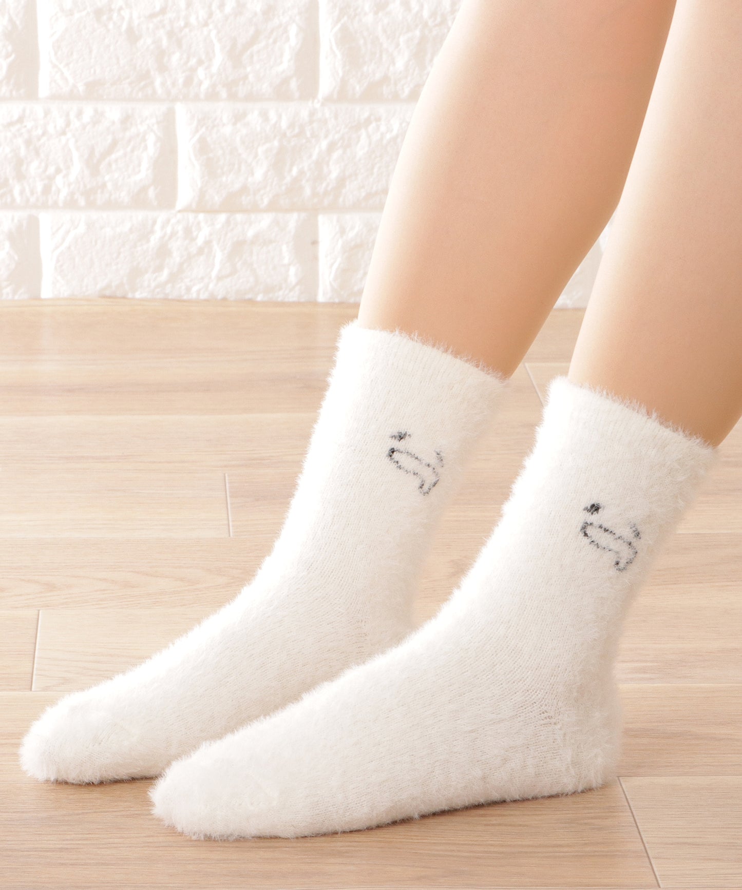 【10足セット】顔刺繍付きふわふわシャギーソックス