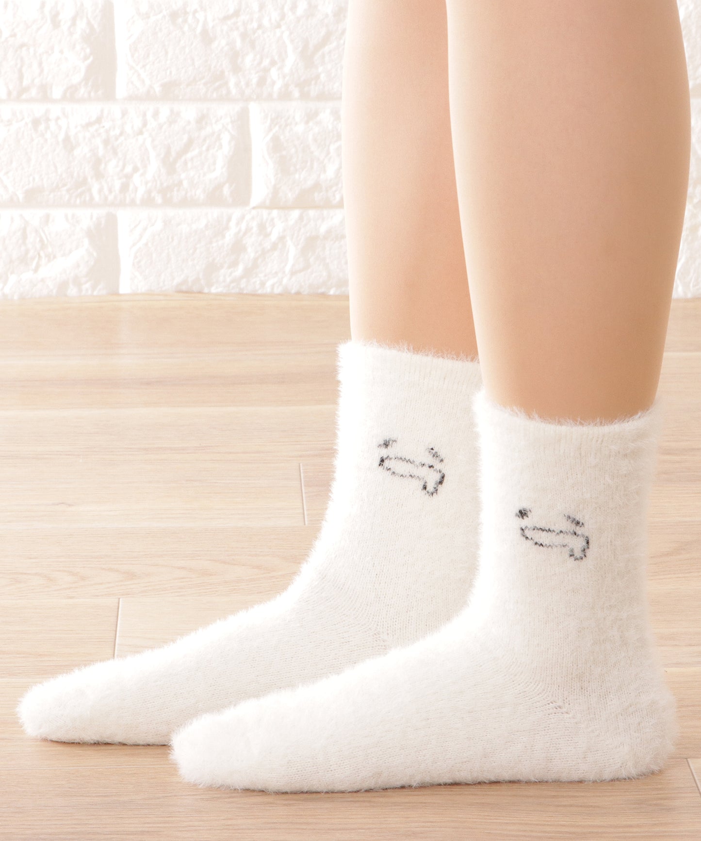 【10足セット】顔刺繍付きふわふわシャギーソックス