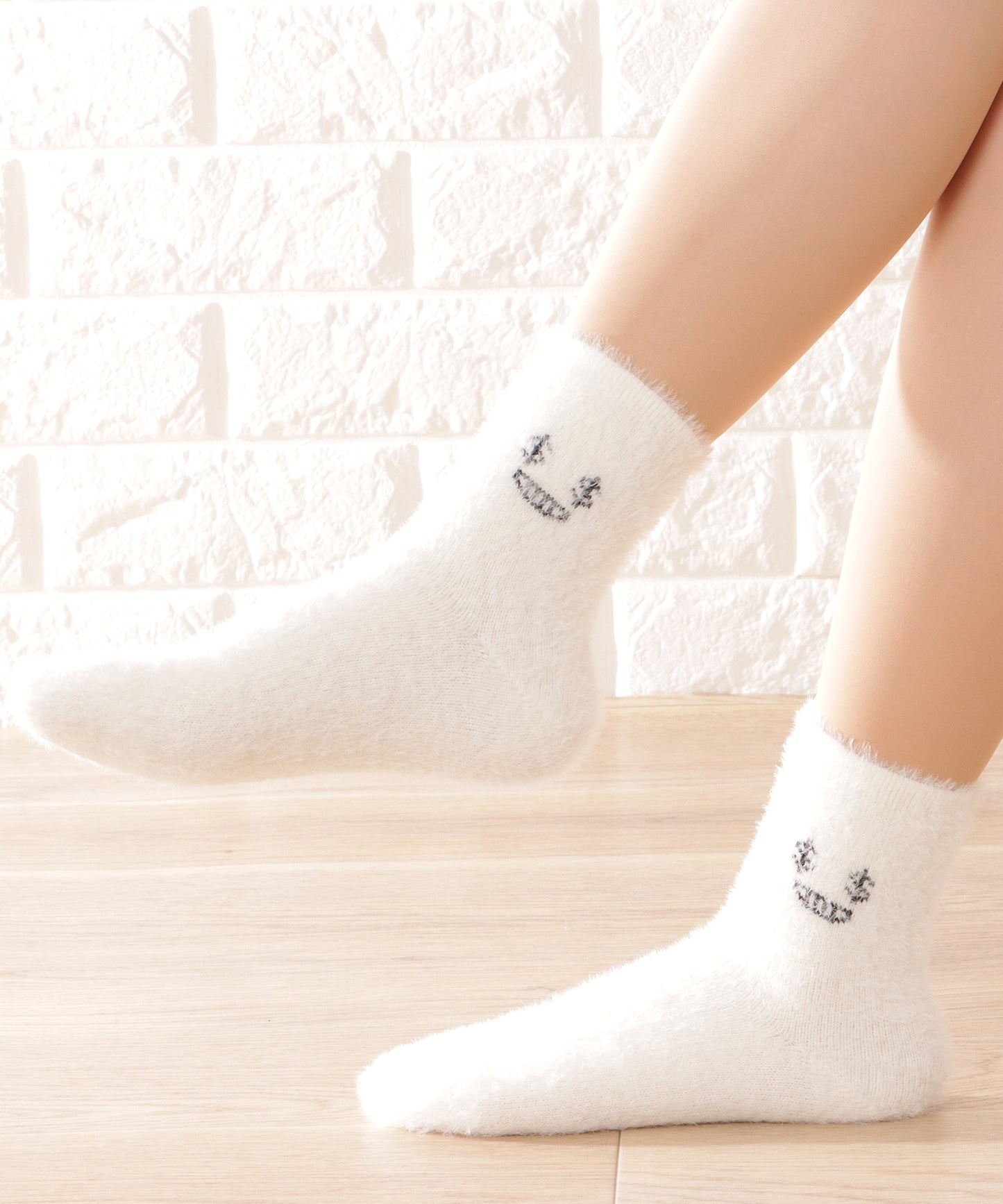 【10足セット】顔刺繍付きふわふわシャギーソックス