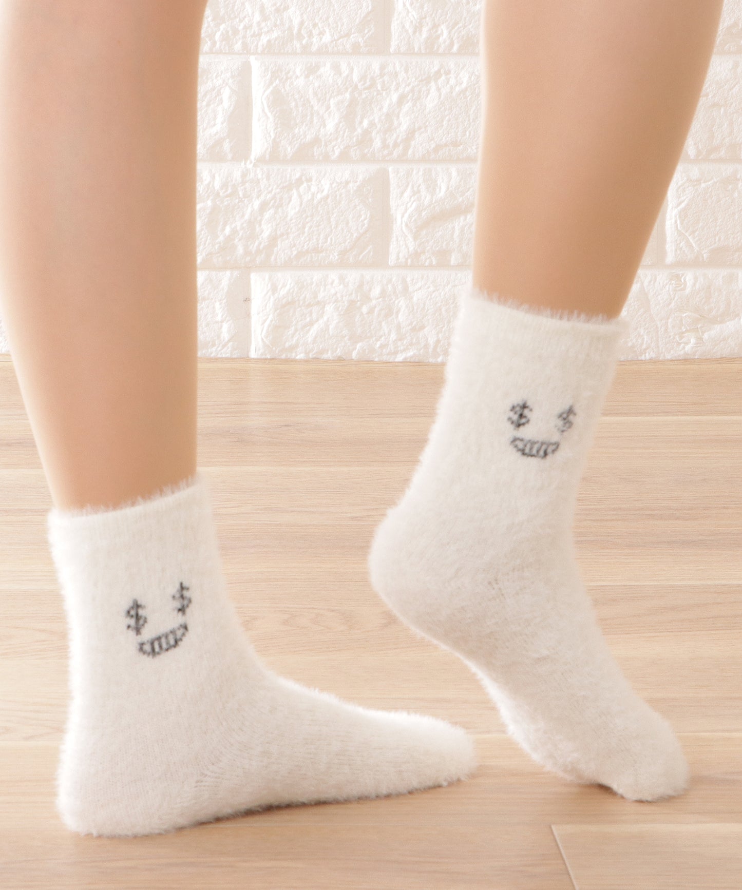 【10足セット】顔刺繍付きふわふわシャギーソックス
