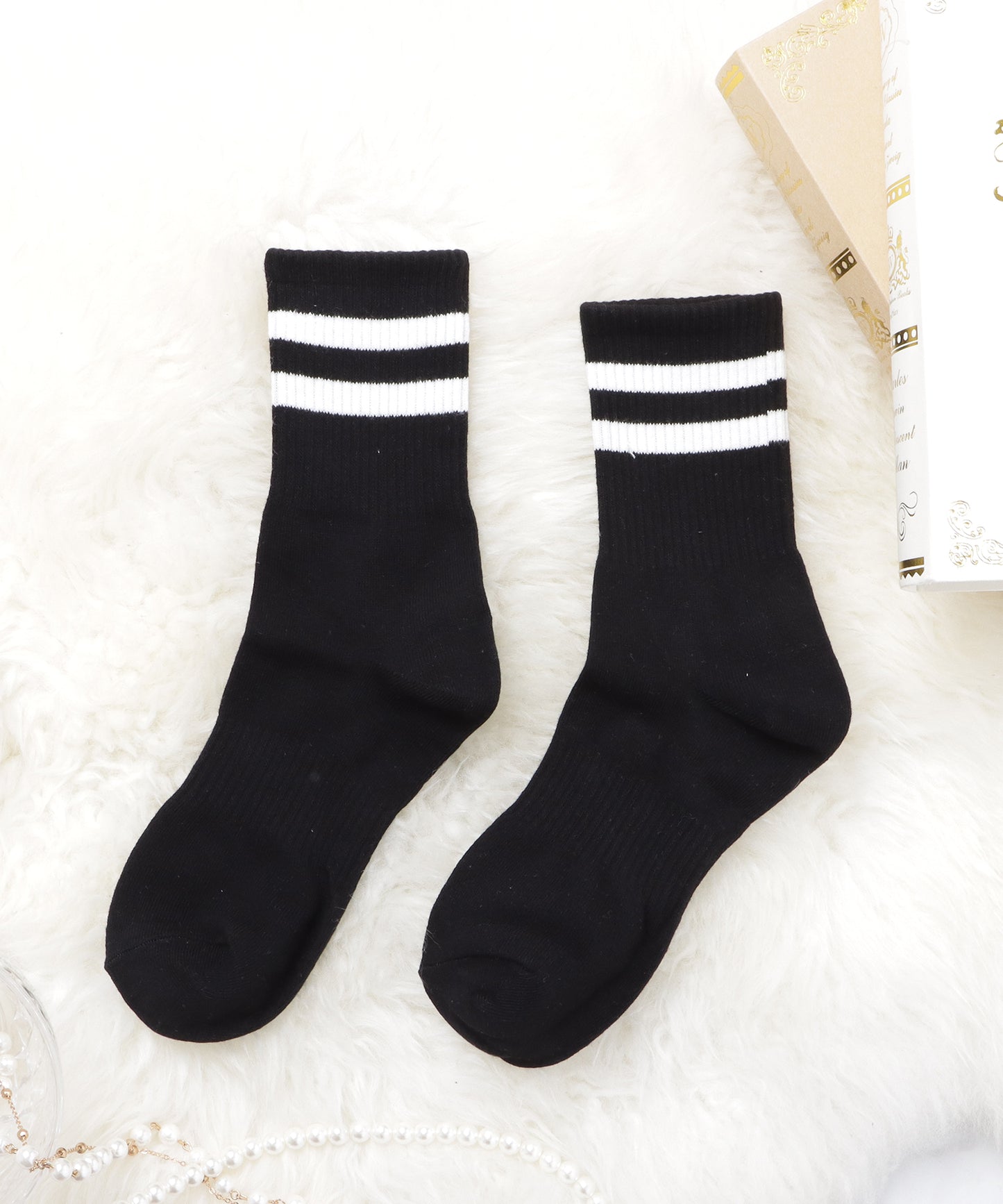 【6足セット】クルー丈&ショート丈ラインソックスセット