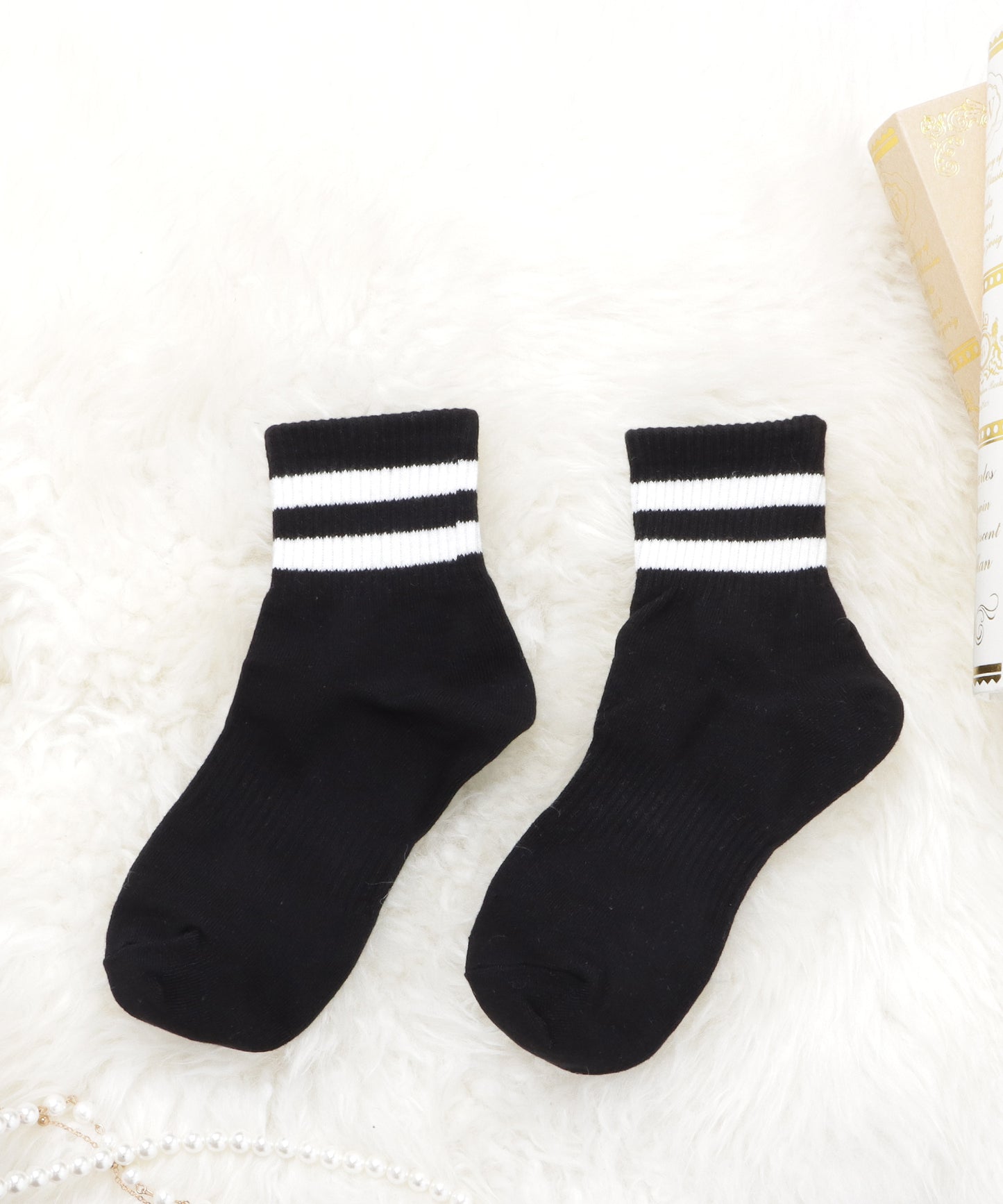 【6足セット】クルー丈&ショート丈ラインソックスセット