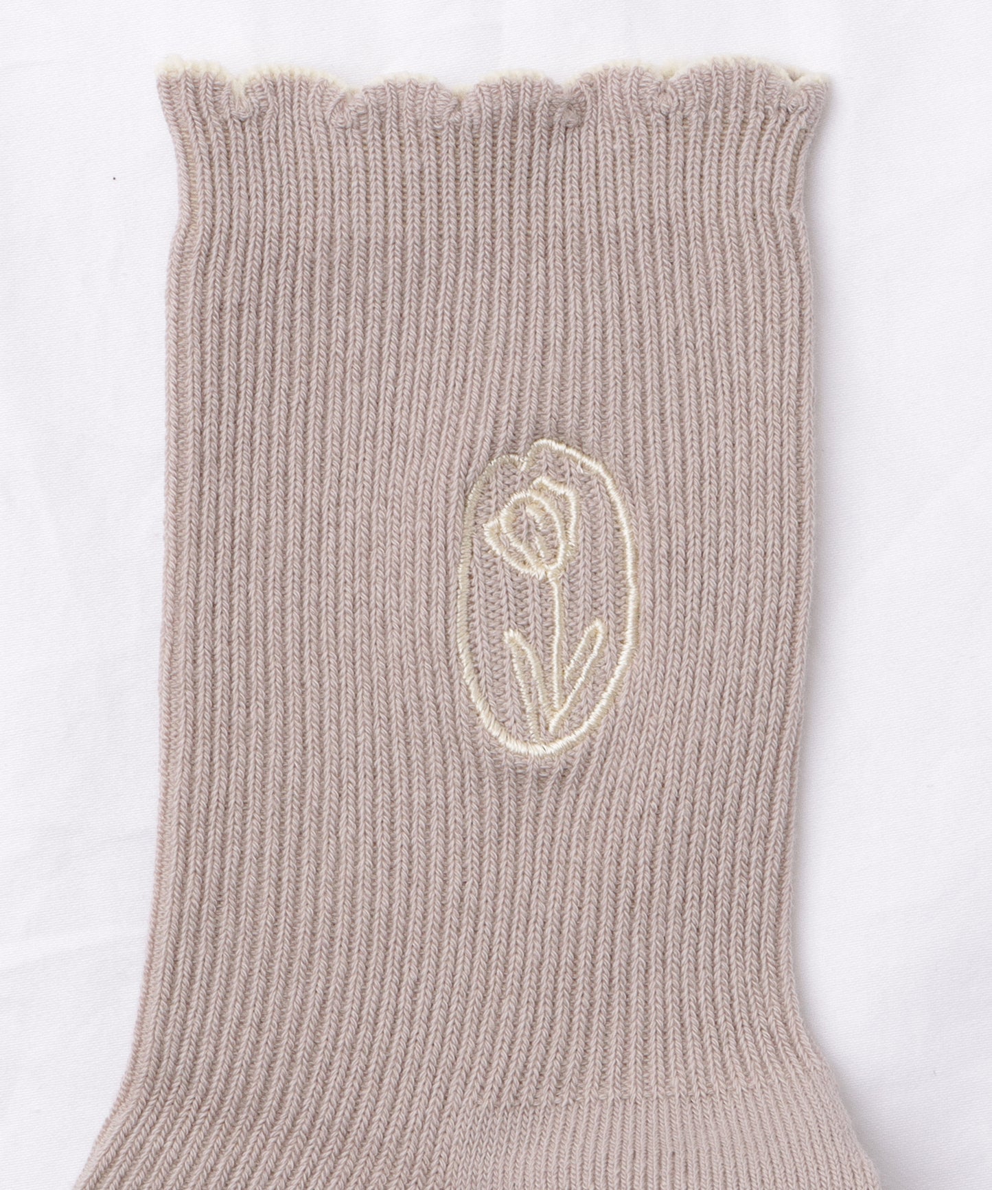 【5足セット】配色スカラップ刺繍付きリブソックス