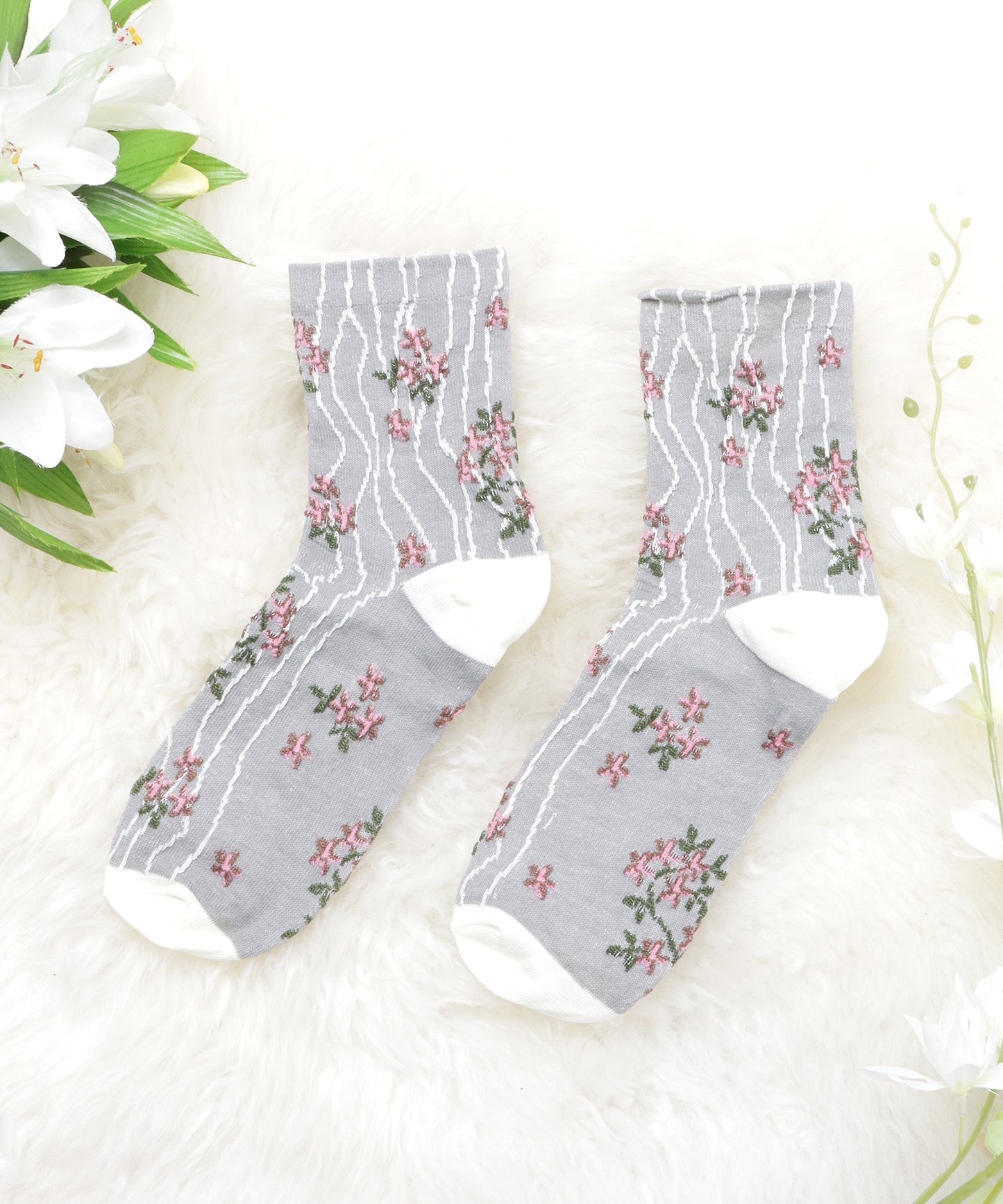 【4色組】花柄ショートソックスセット