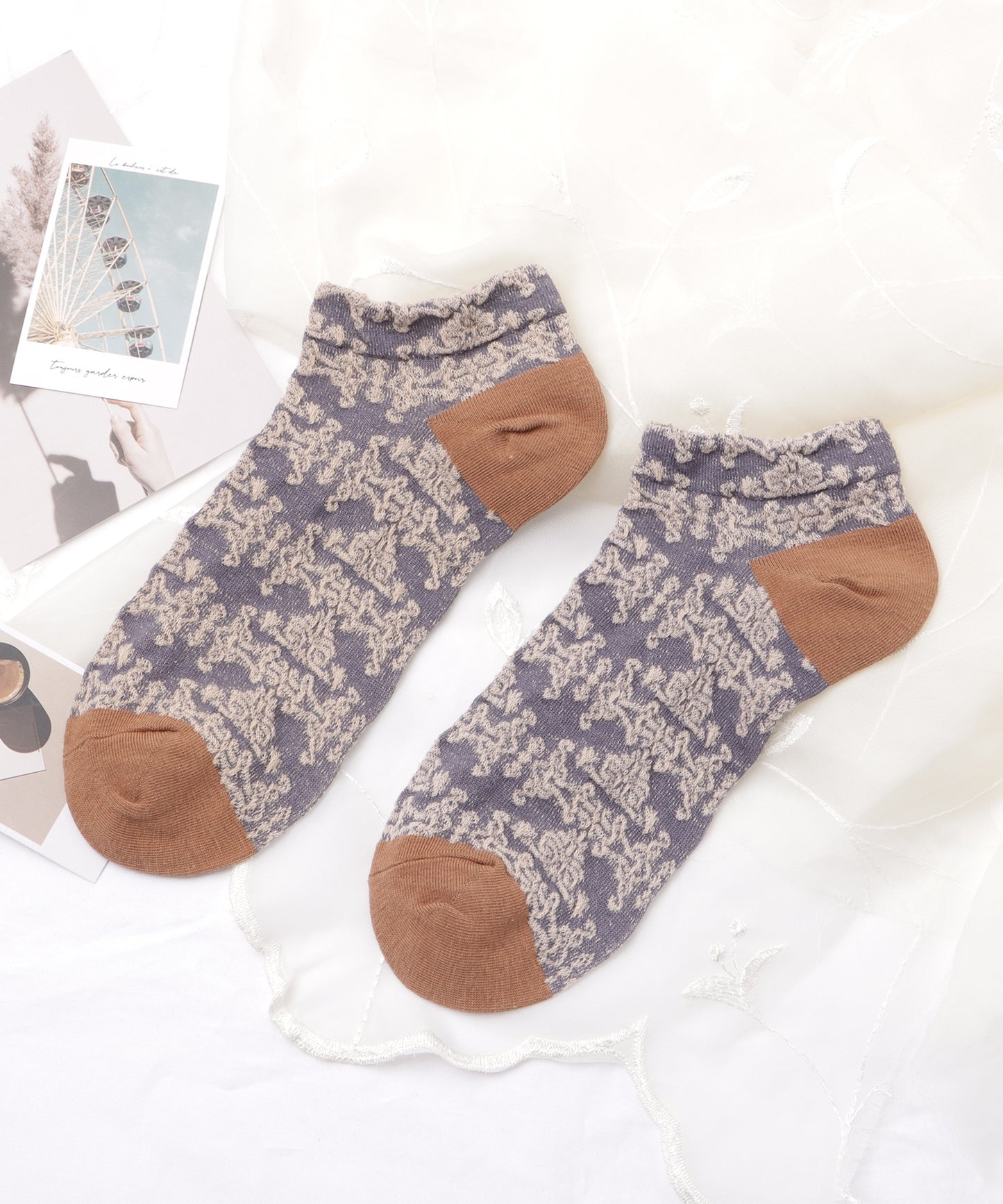 【5足セット】レトロフラワーバラエティショートソックス