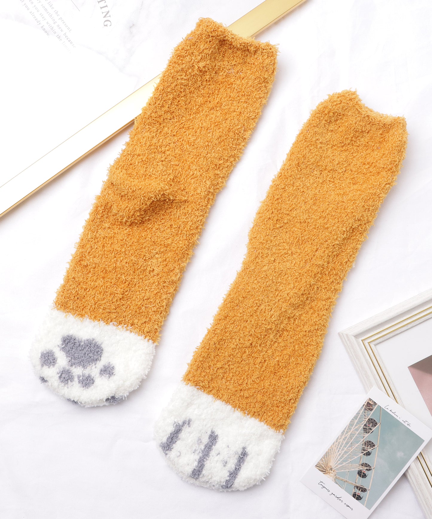 【6足セット】ふわもこ猫足バラエティルームソックス
