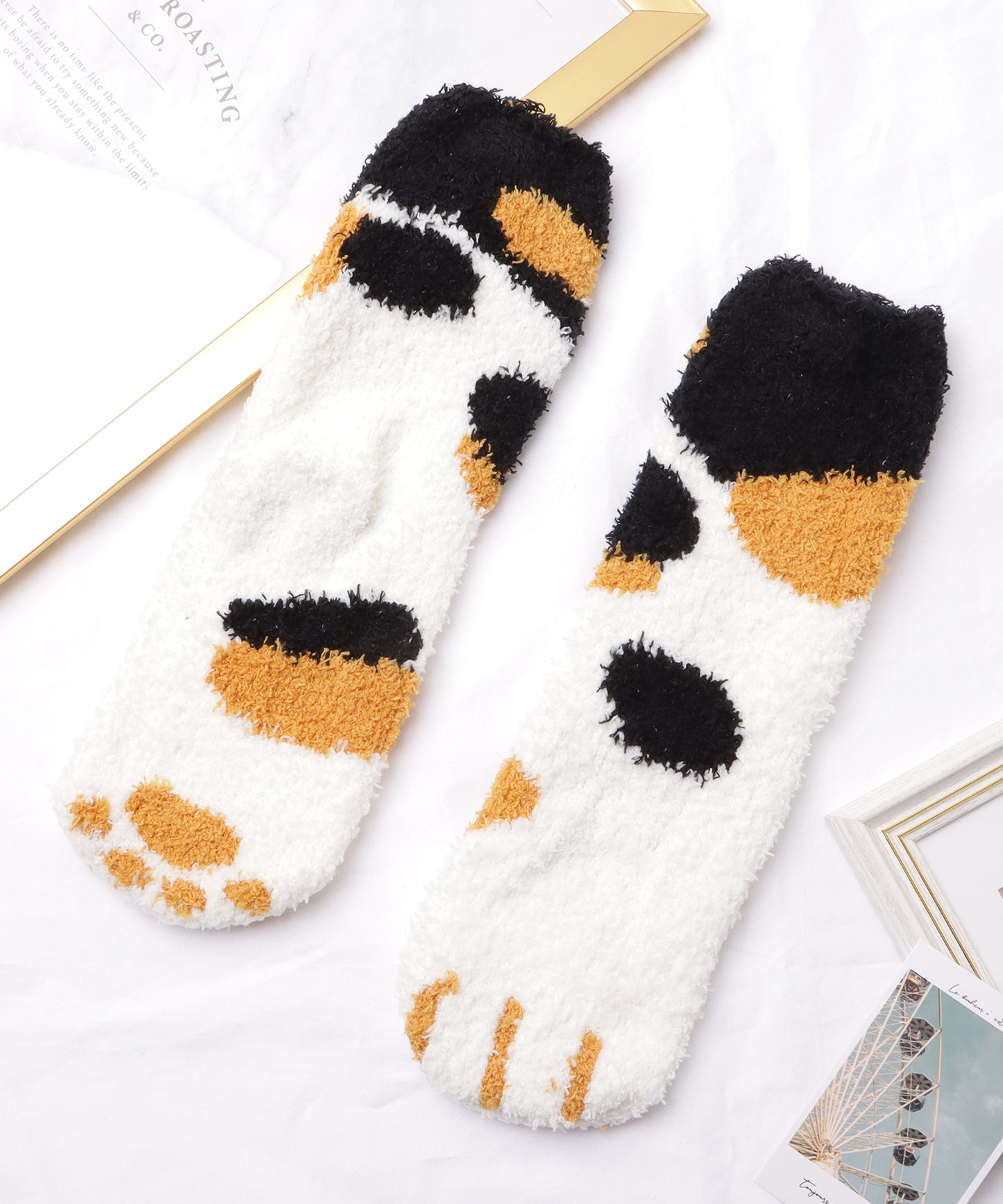 【6足セット】ふわもこ猫足バラエティルームソックス