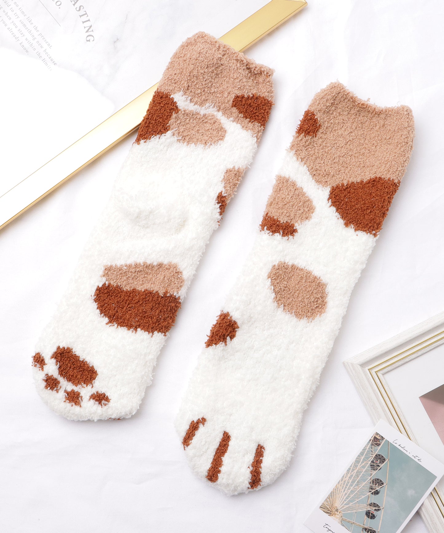 【6足セット】ふわもこ猫足バラエティルームソックス