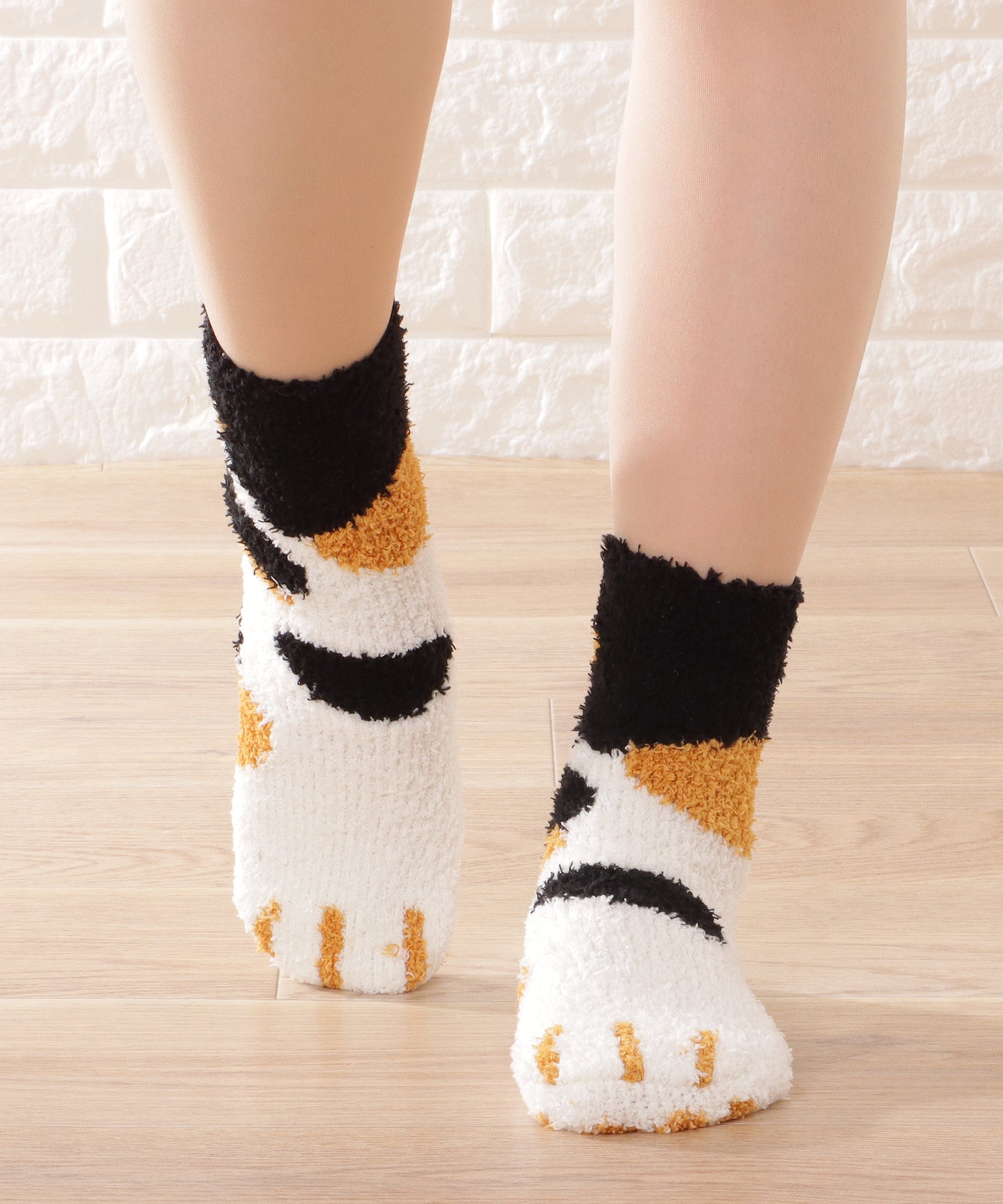 【6足セット】ふわもこ猫足バラエティルームソックス
