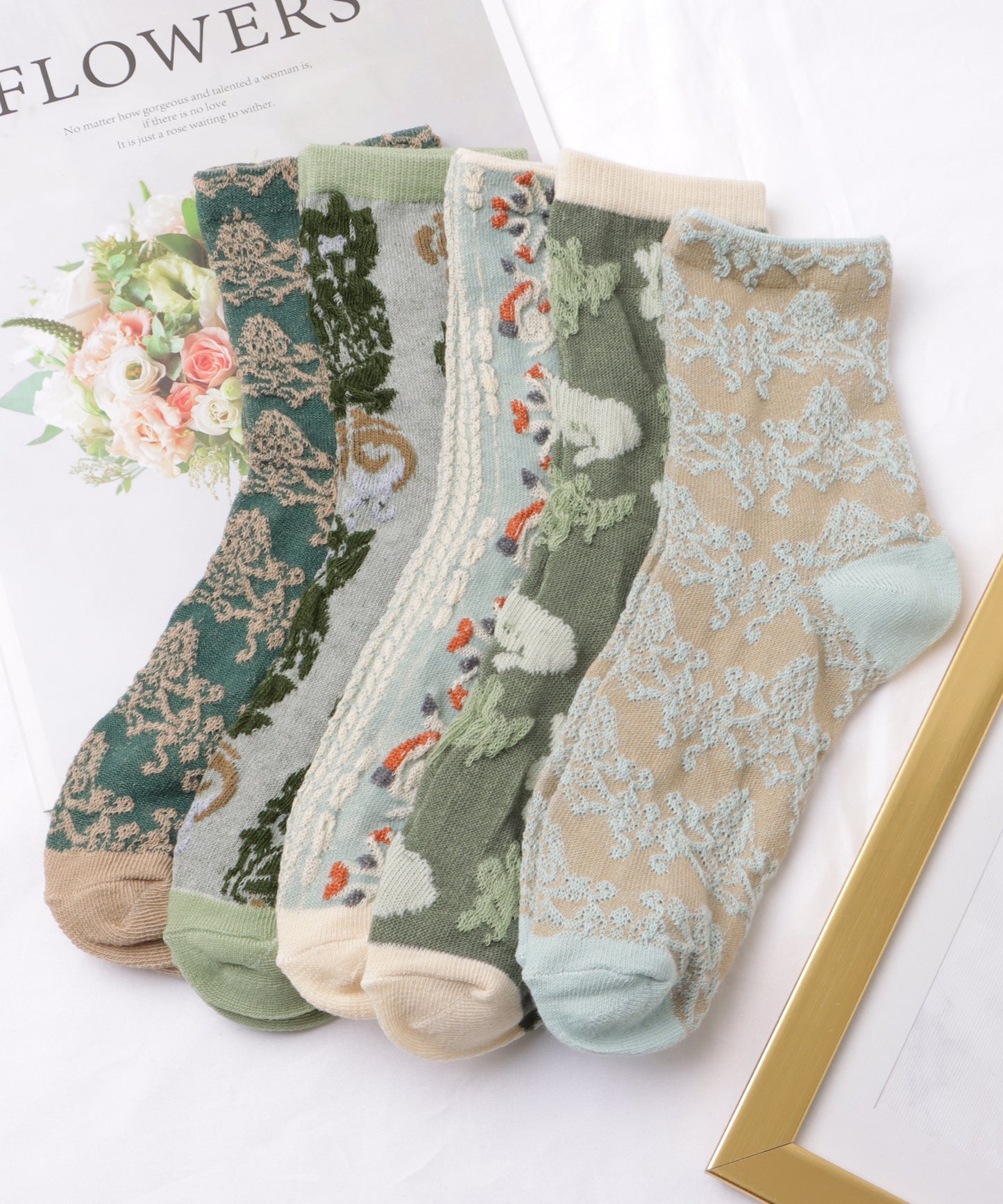 【5足セット】レトロデザインバラエティソックス