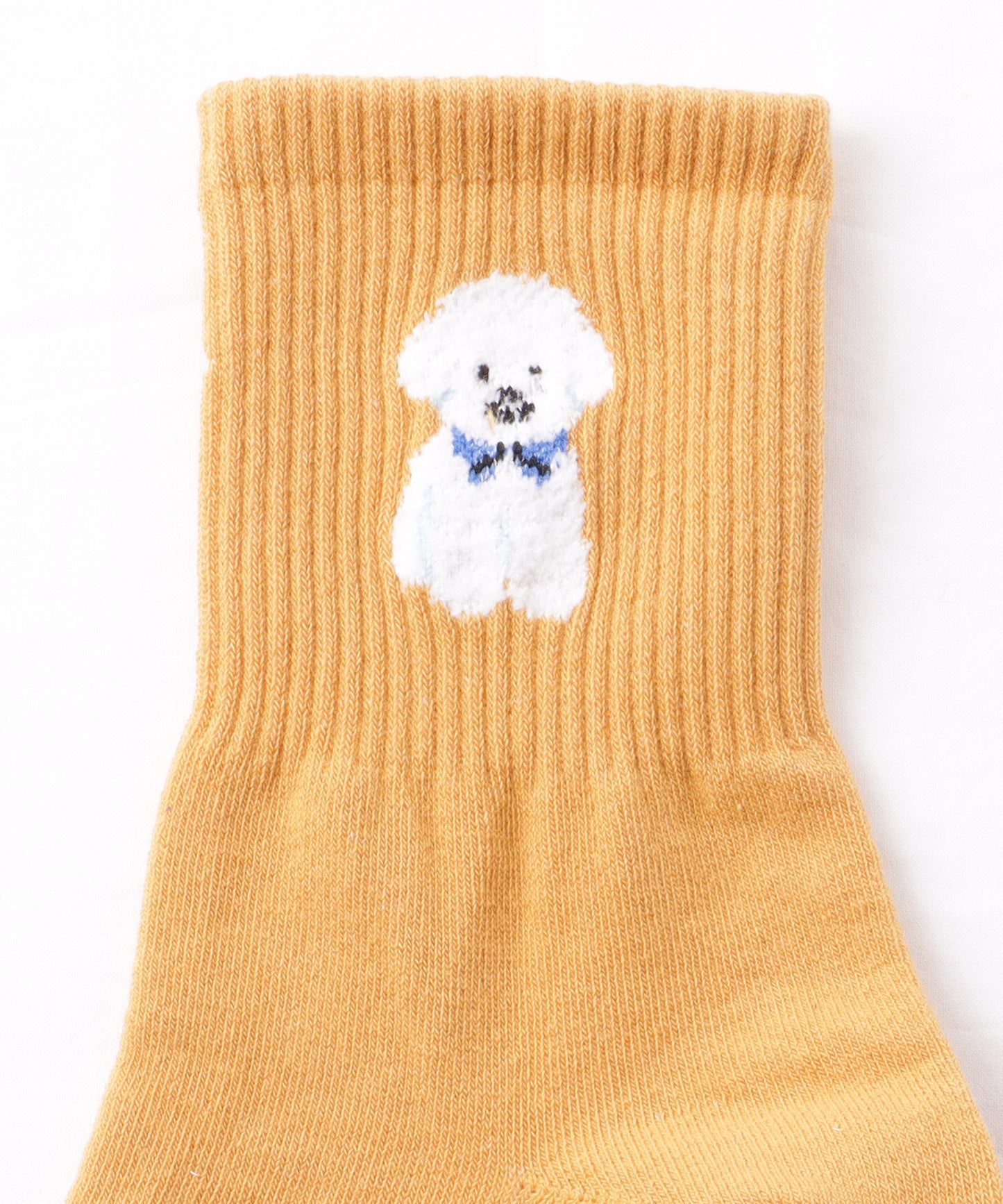 【3足セット】 ワンポイント ドッグ付き リブ クルー ソックス