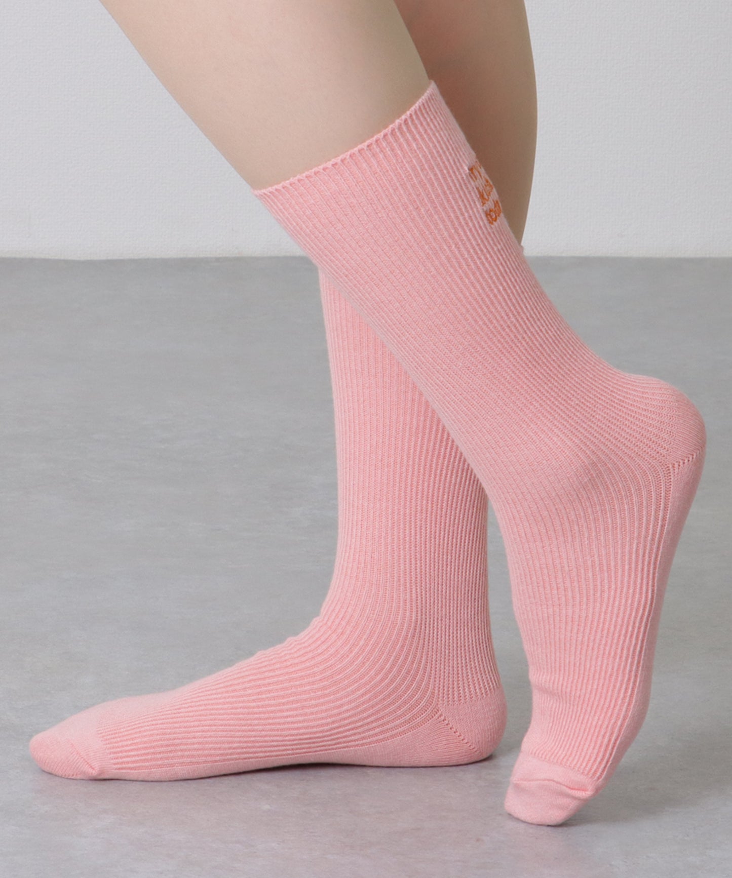 【5足セット】 バック 刺繍 ロゴ リブ クルー ソックス