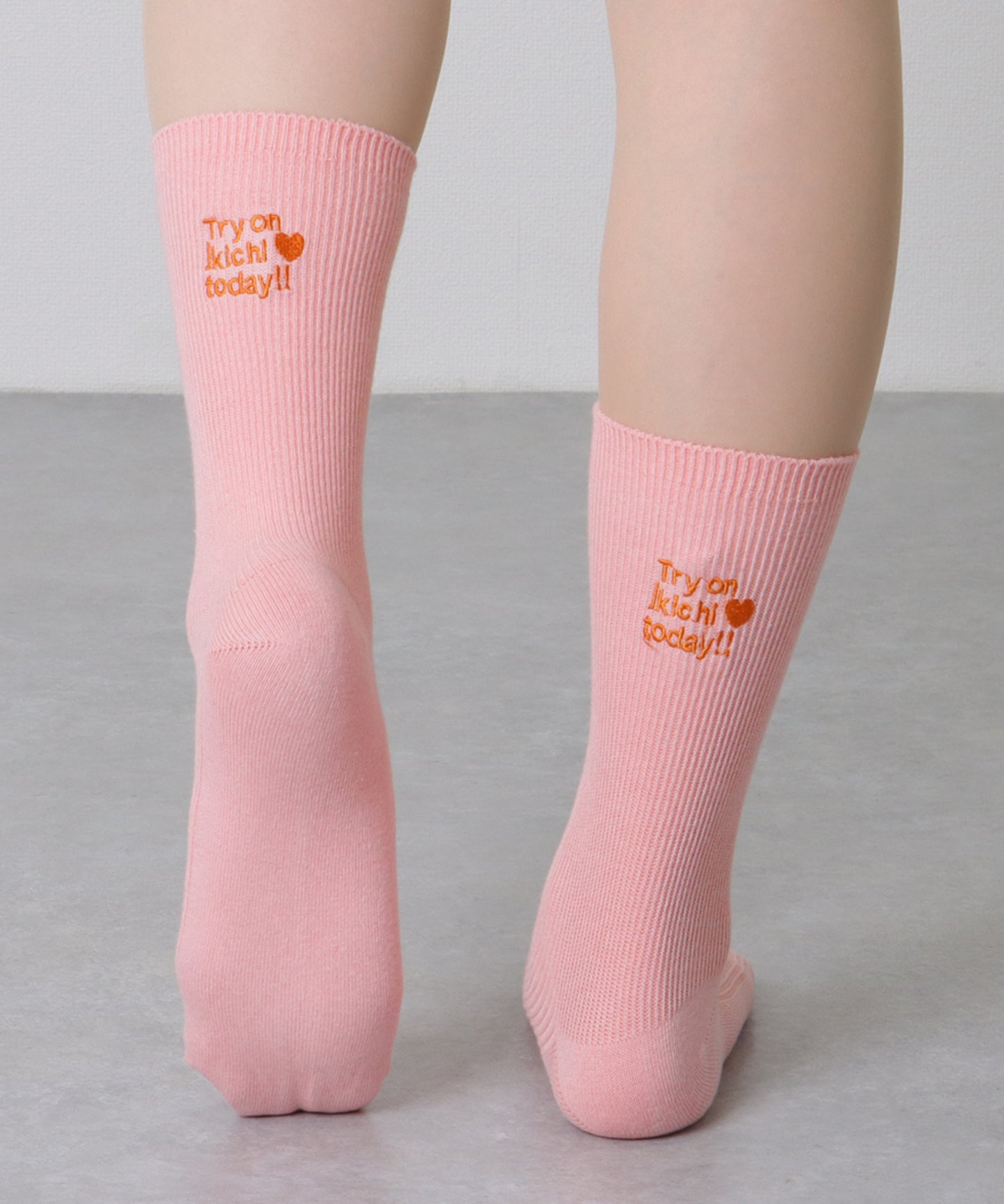 【5足セット】 バック 刺繍 ロゴ リブ クルー ソックス