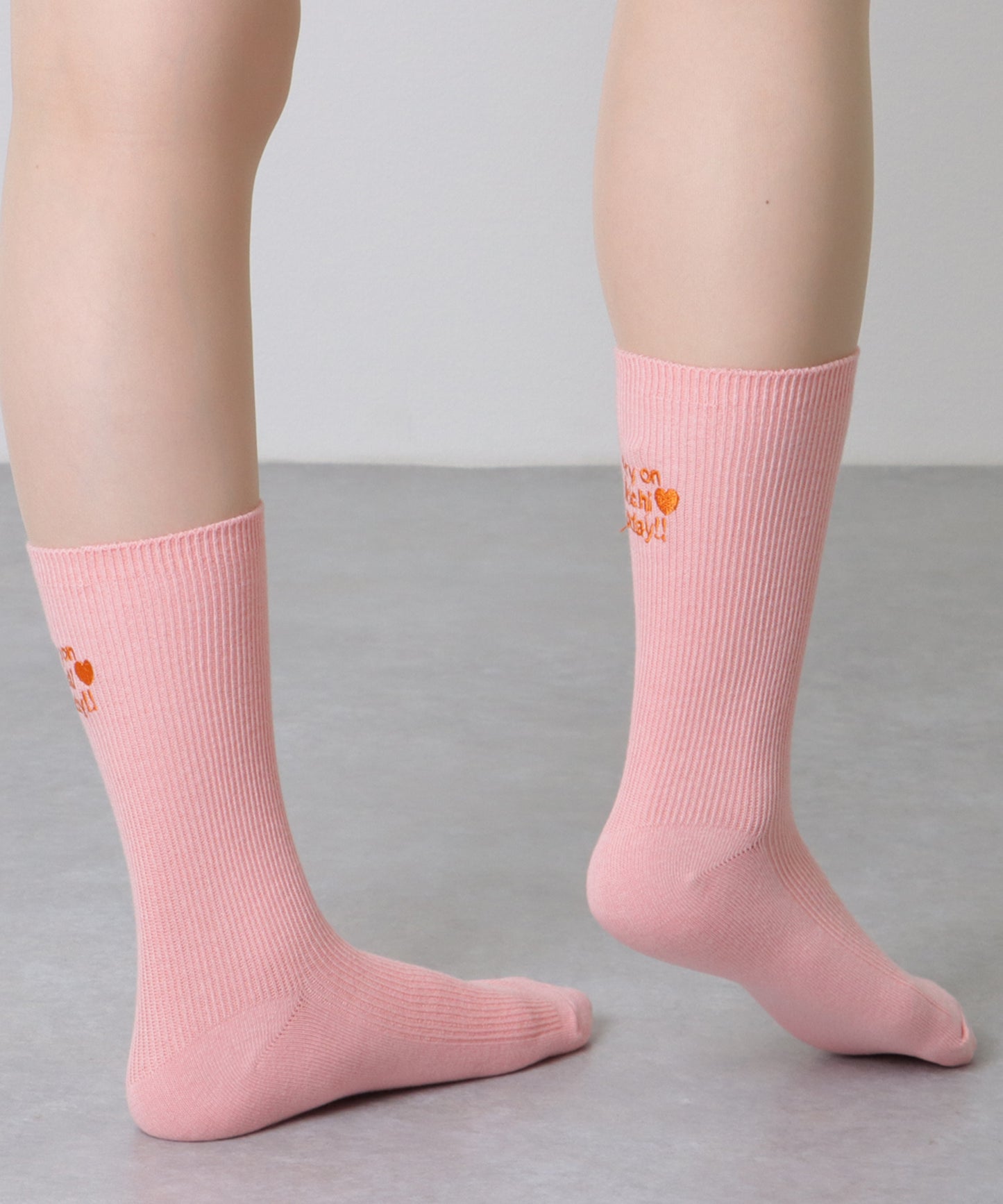 【5足セット】 バック 刺繍 ロゴ リブ クルー ソックス