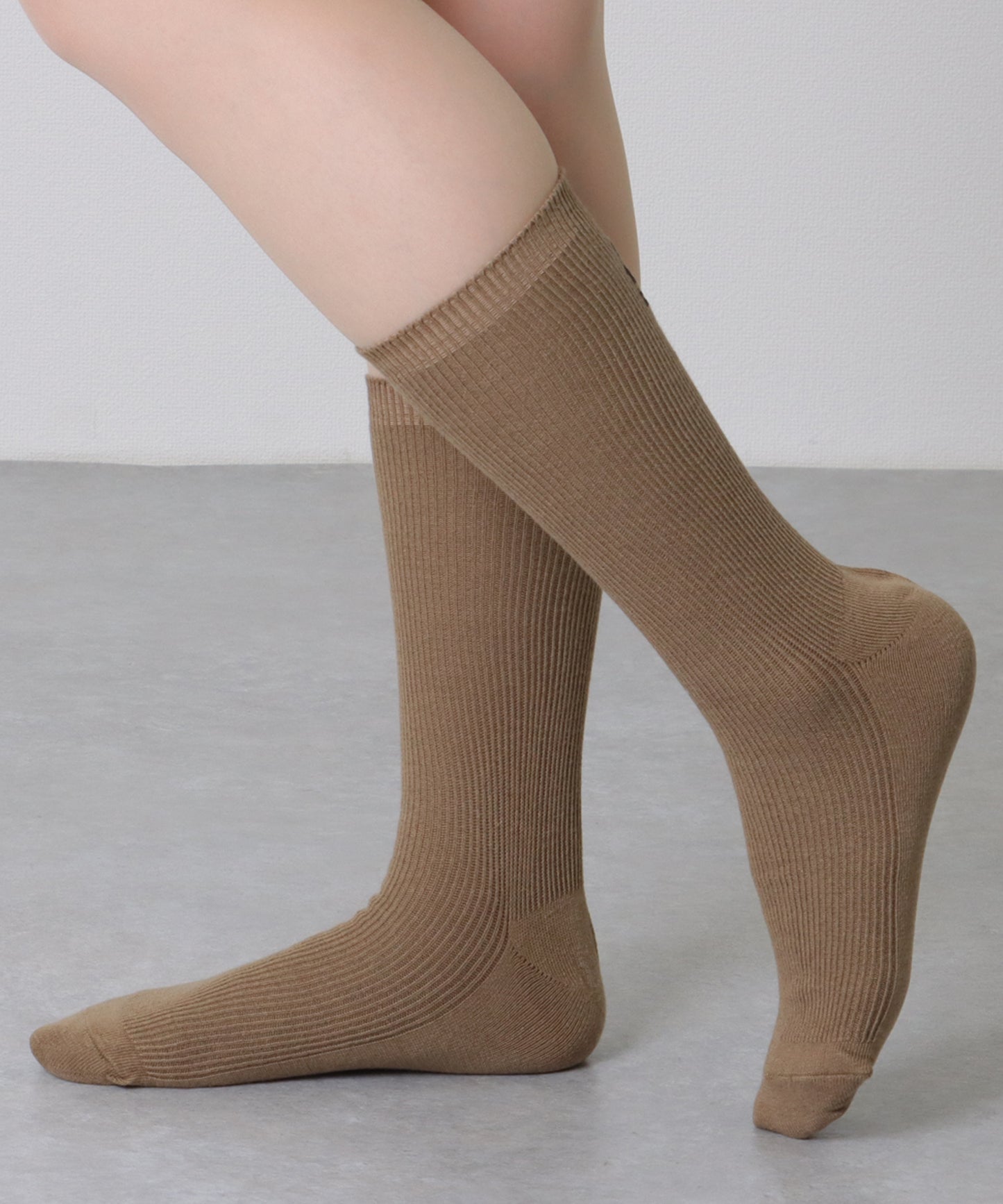 【5足セット】 バック 刺繍 ロゴ リブ クルー ソックス