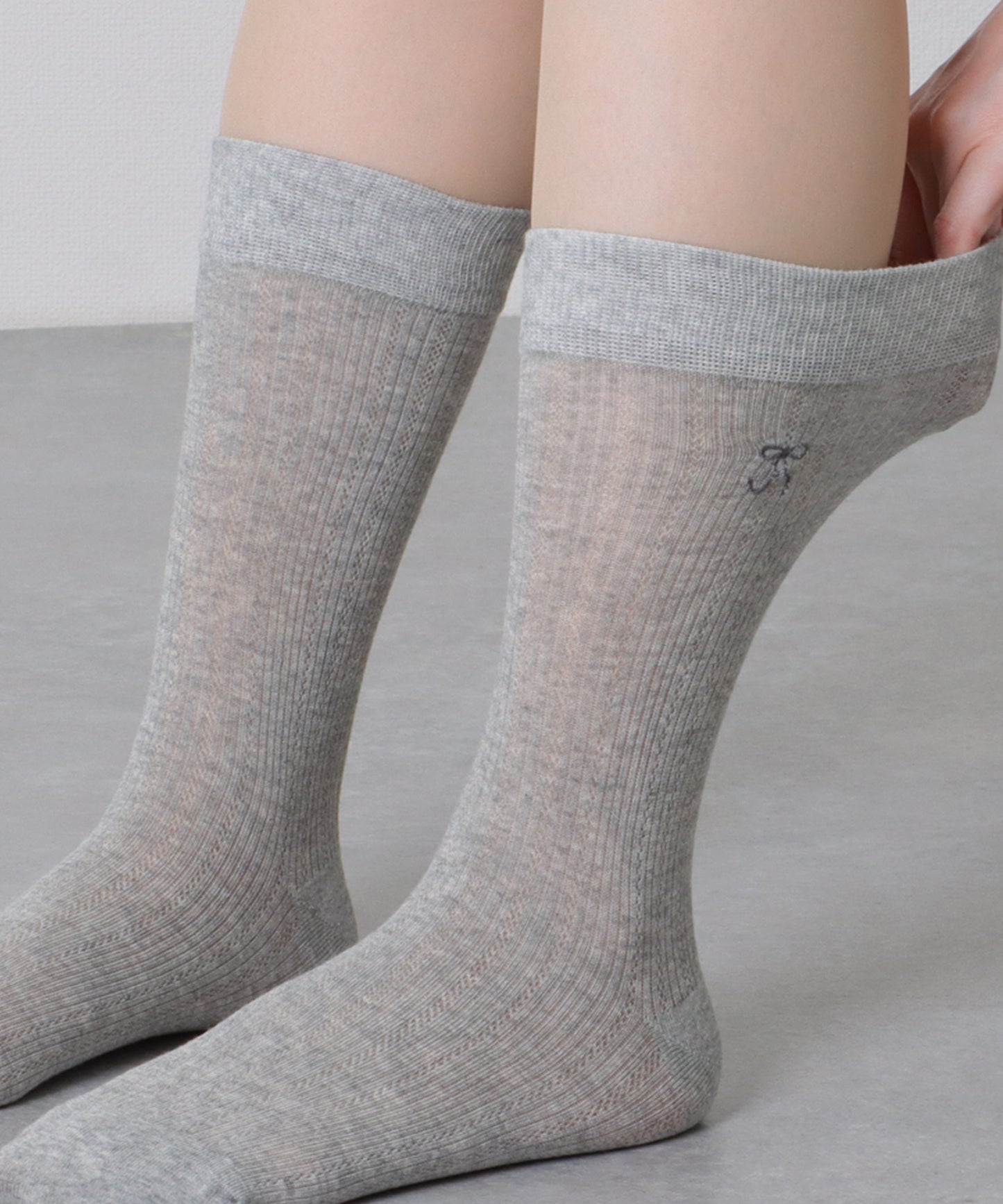 【5足セット】 リボン 刺繍付き レース クルー丈 ソックス