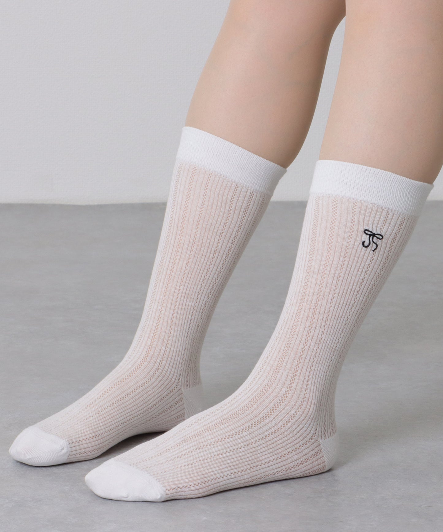 【5足セット】 リボン 刺繍付き レース クルー丈 ソックス