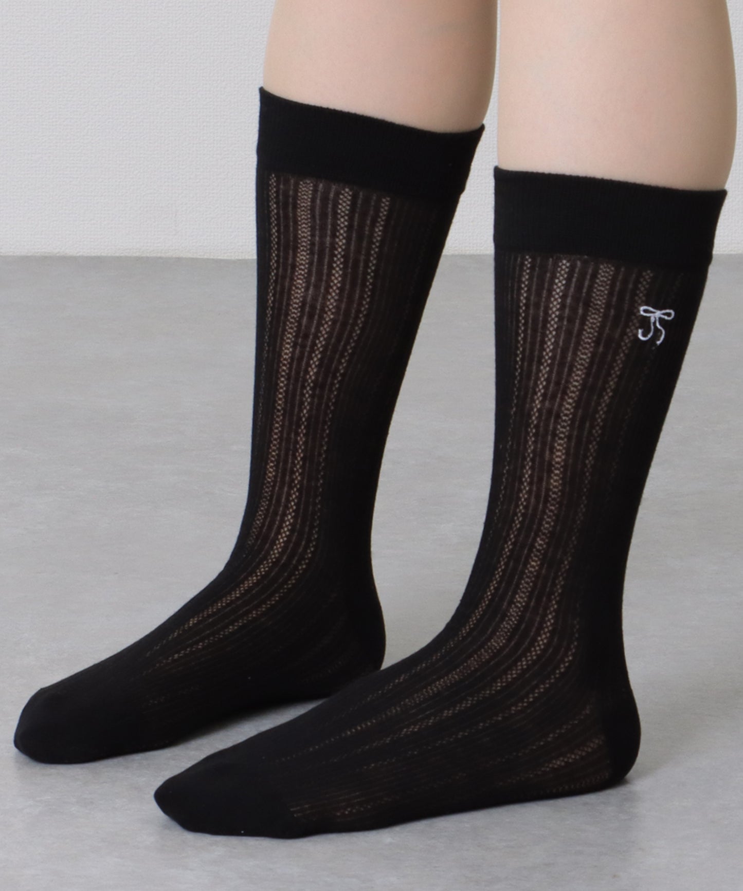 【5足セット】 リボン 刺繍付き レース クルー丈 ソックス