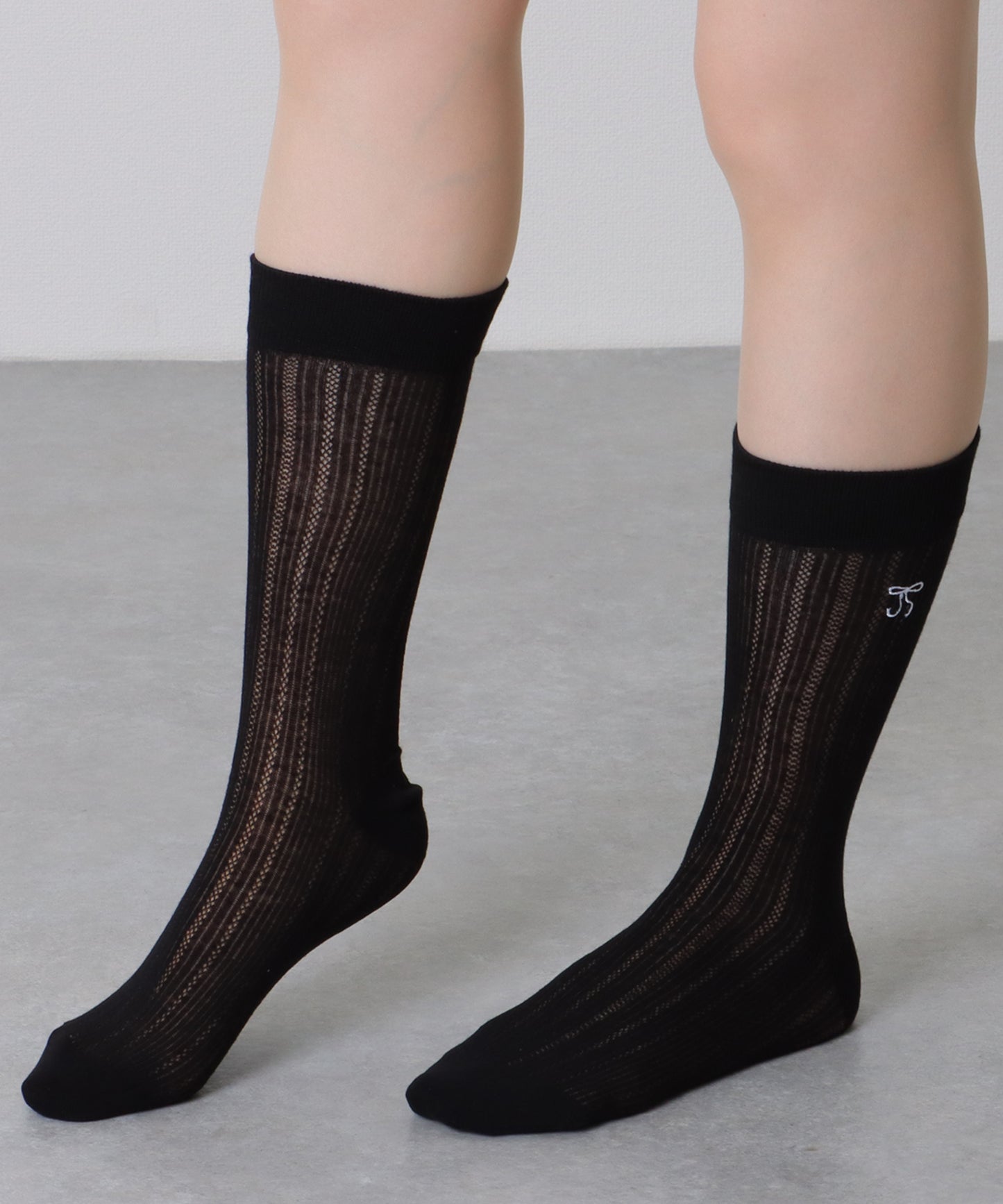 【5足セット】 リボン 刺繍付き レース クルー丈 ソックス