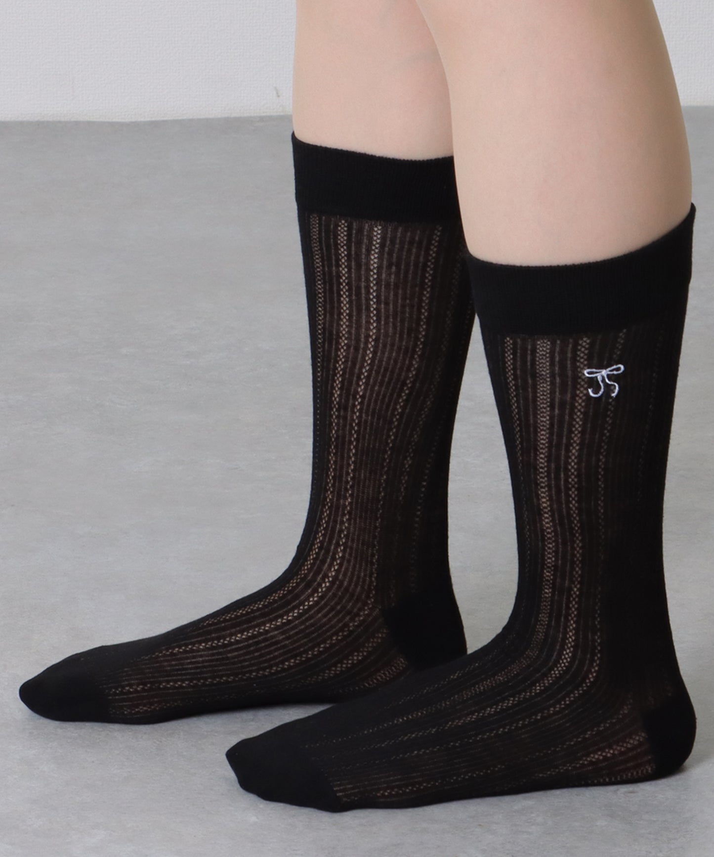 【5足セット】 リボン 刺繍付き レース クルー丈 ソックス