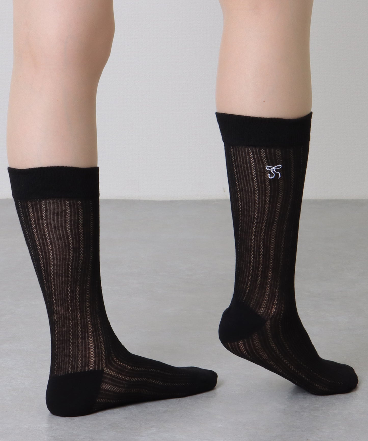 【5足セット】 リボン 刺繍付き レース クルー丈 ソックス