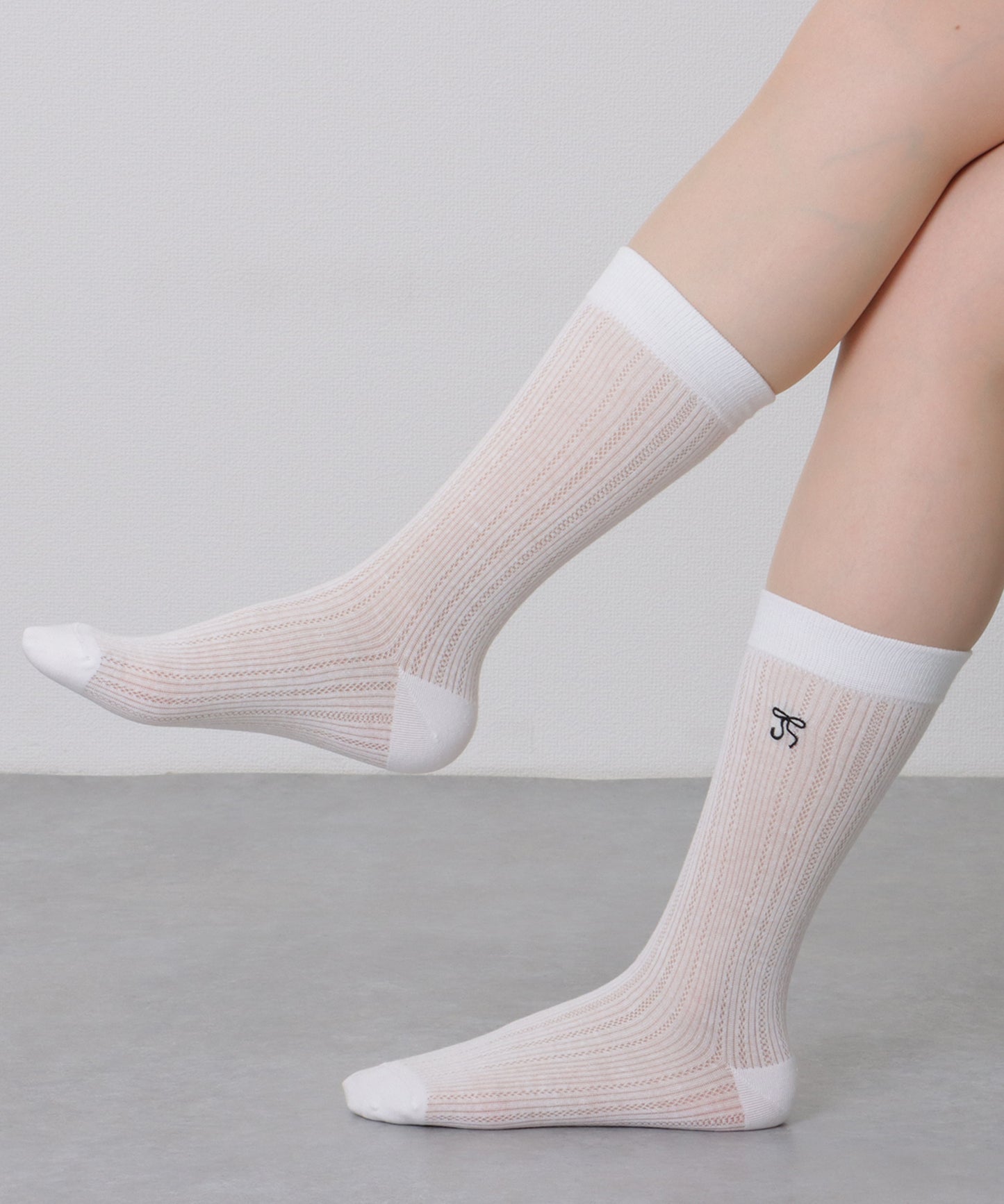 【5足セット】 リボン 刺繍付き レース クルー丈 ソックス