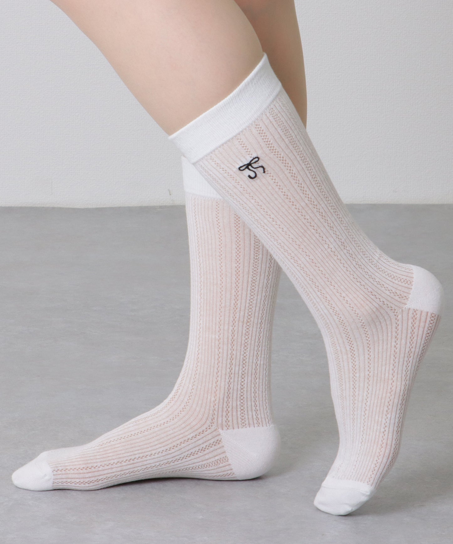 【5足セット】 リボン 刺繍付き レース クルー丈 ソックス