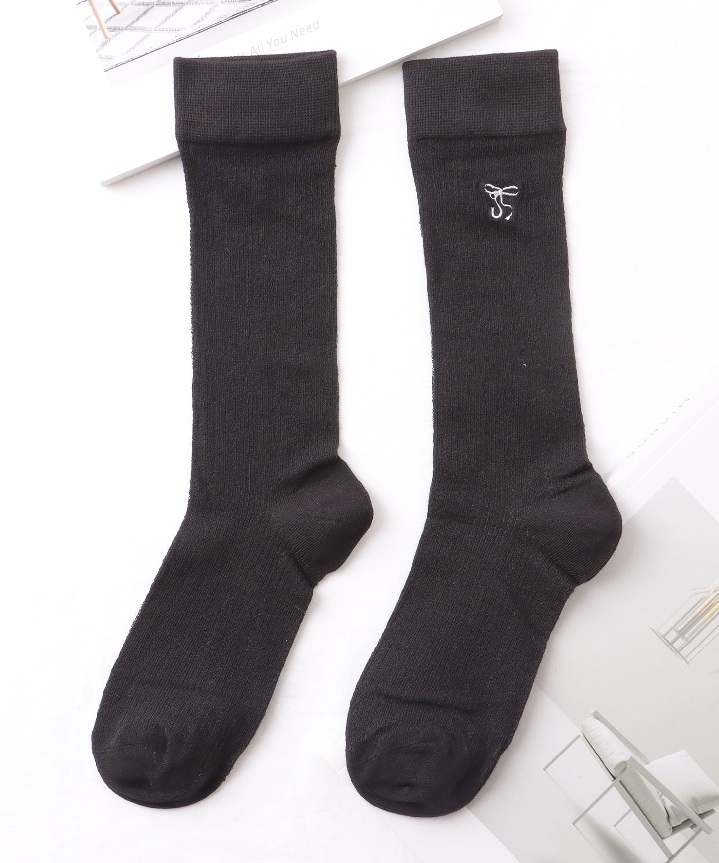 【5足セット】 リボン 刺繍付き レース クルー丈 ソックス