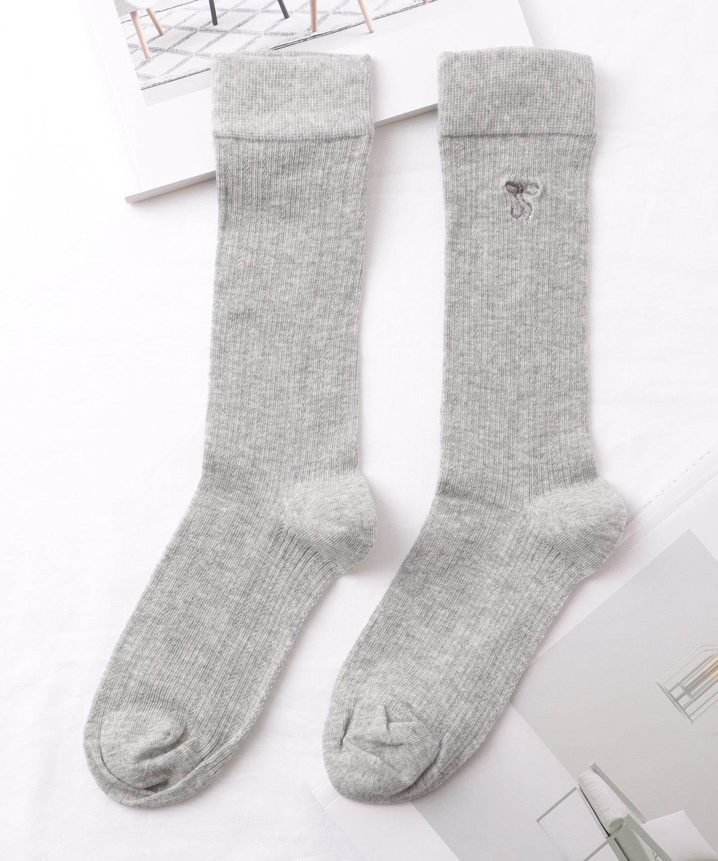 【5足セット】 リボン 刺繍付き レース クルー丈 ソックス