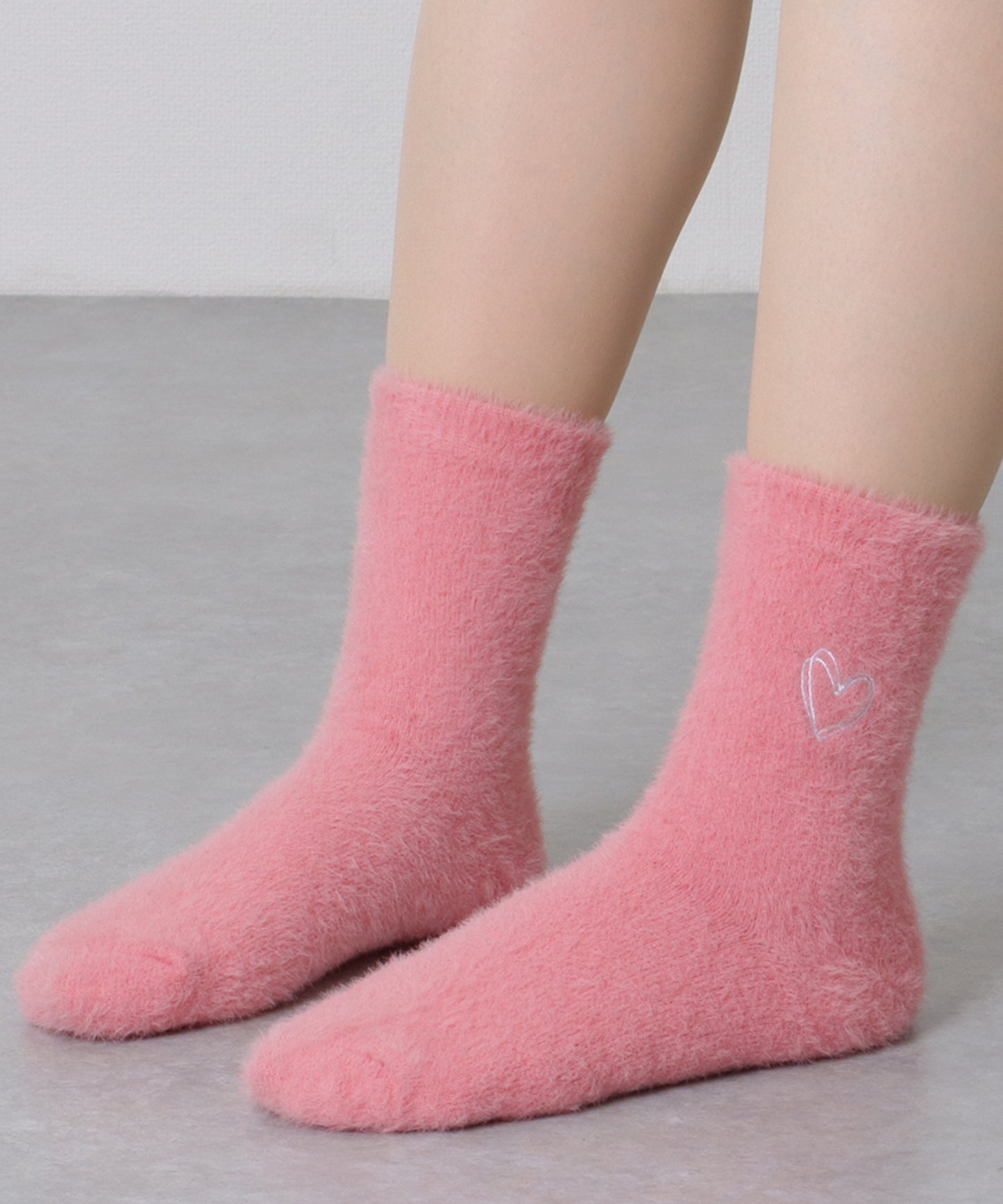 【5足セット】ハート 刺繍 シャギー ルーム ソックス