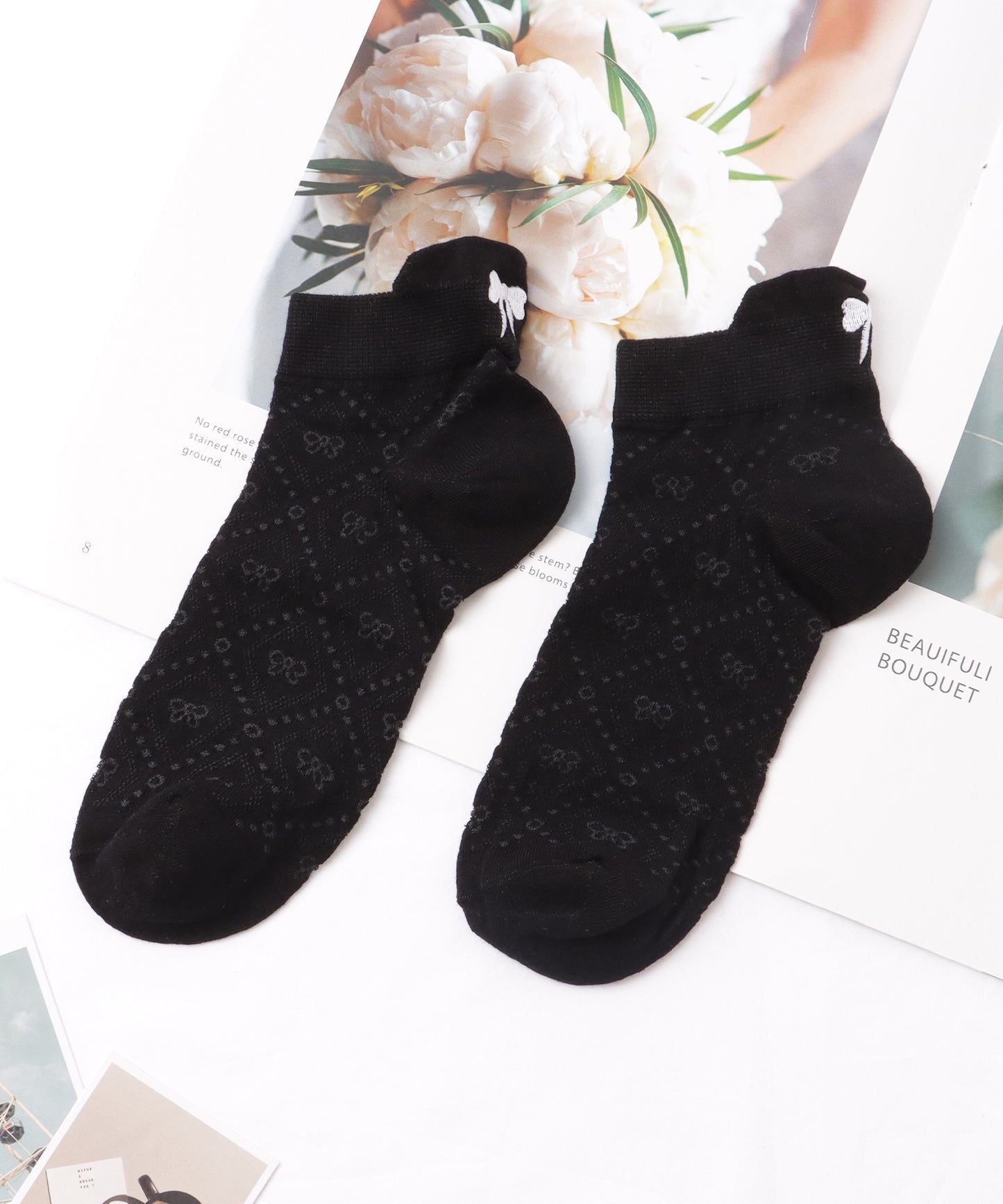 【6足セット】リボン モチーフ ベーシック ショート ソックス