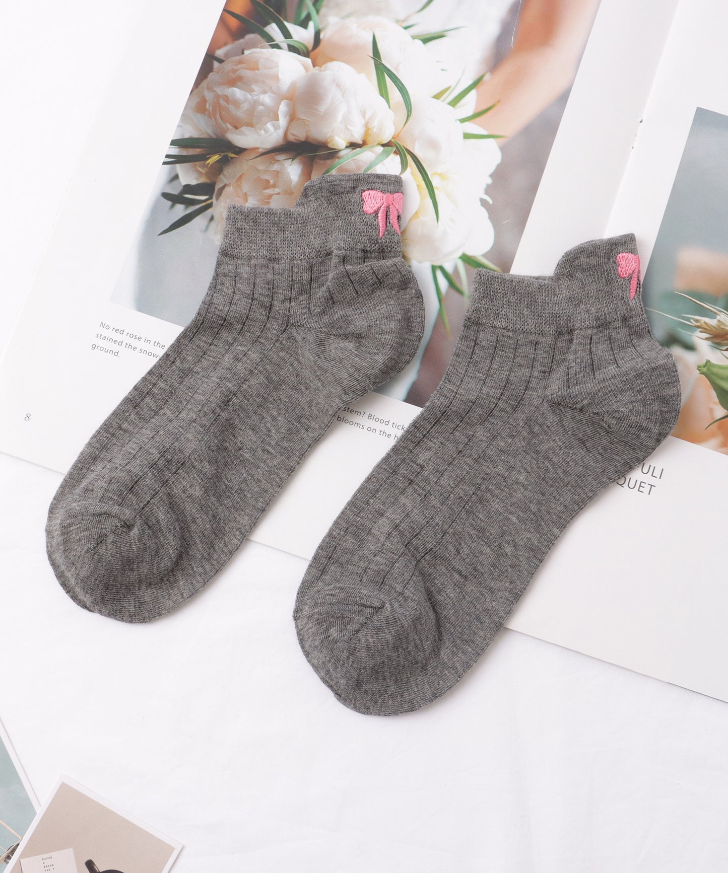 【6足セット】リボン モチーフ ベーシック ショート ソックス