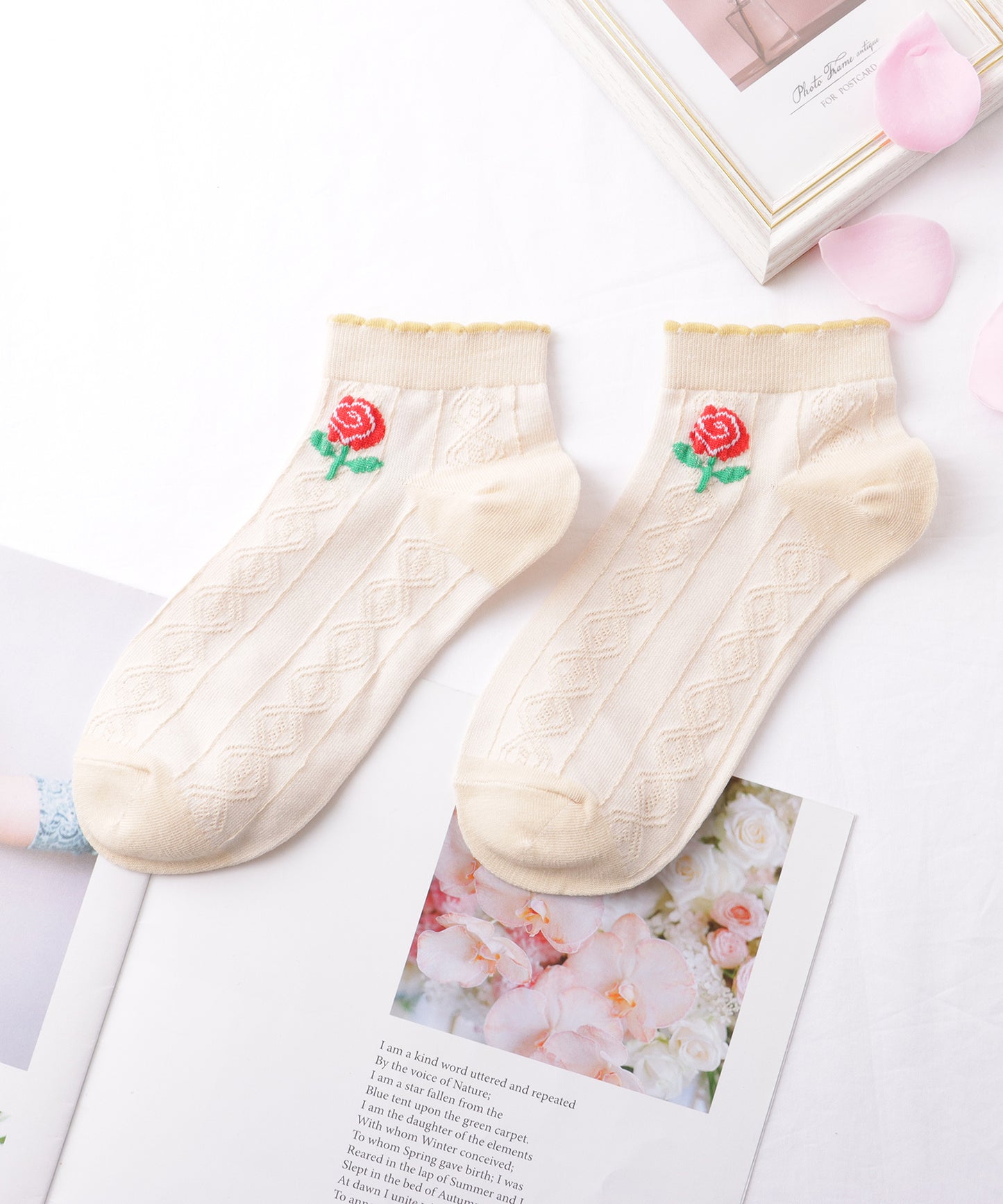 【10足セット】 カラフル 立体 フラワー ショート丈 ソックス