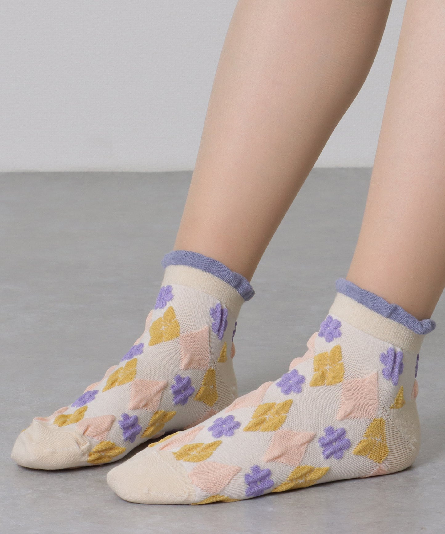 【10足セット】 カラフル 立体 フラワー ショート丈 ソックス
