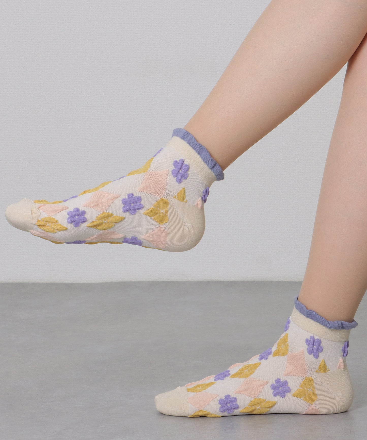 【10足セット】 カラフル 立体 フラワー ショート丈 ソックス