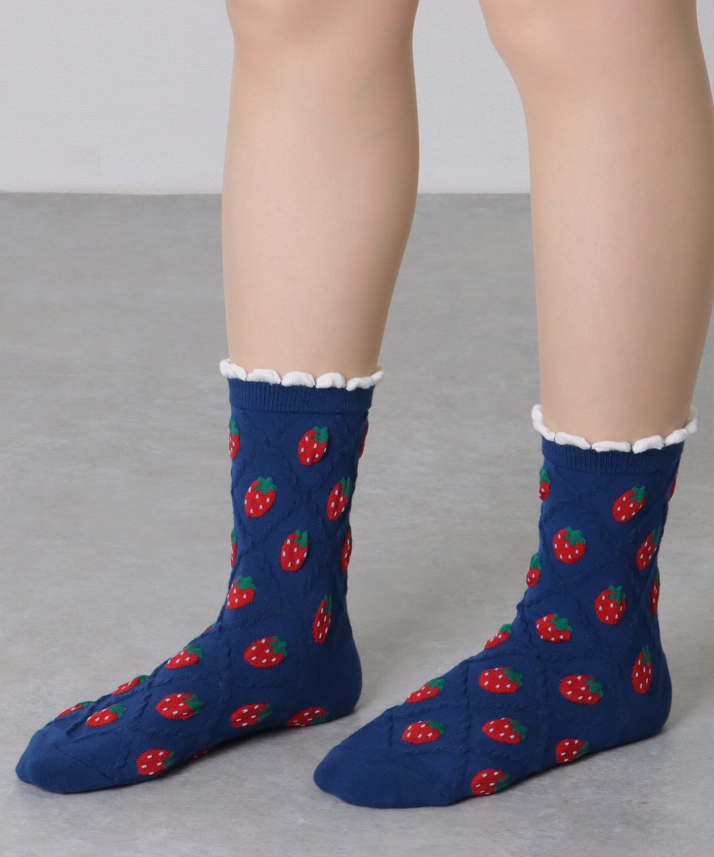 【10足セット】 立体 ストロベリー クルー丈 デザイン ソックス