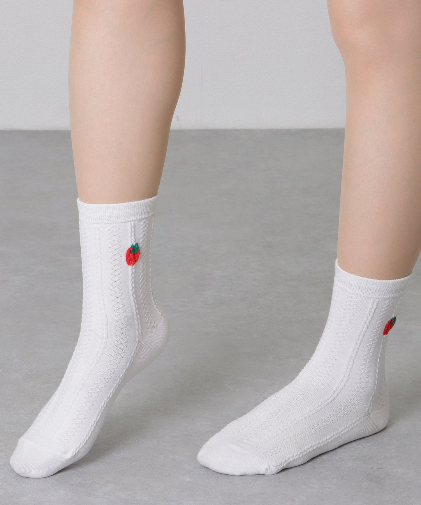 【10足セット】 立体 ストロベリー クルー丈 デザイン ソックス