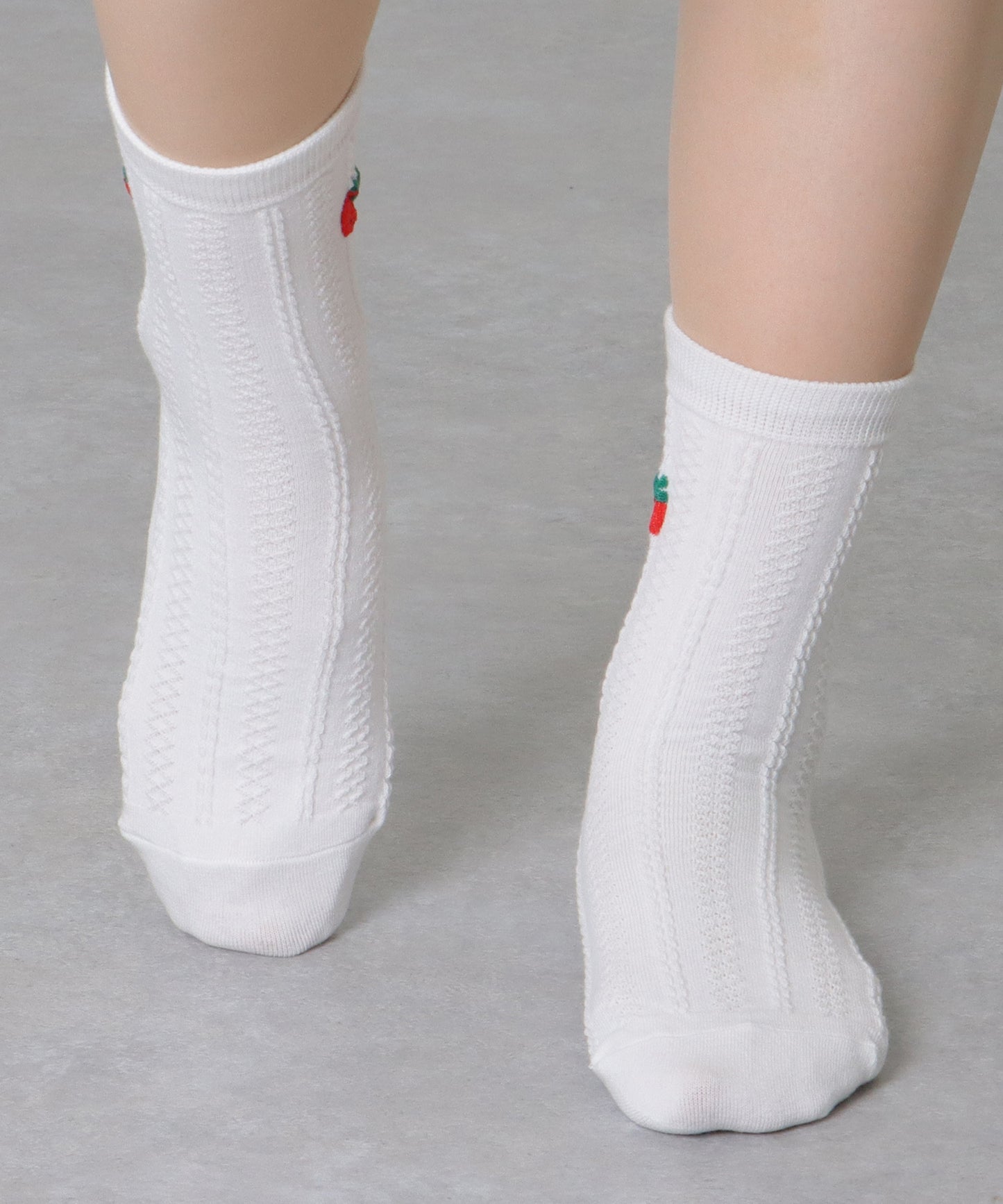 【10足セット】 立体 ストロベリー クルー丈 デザイン ソックス
