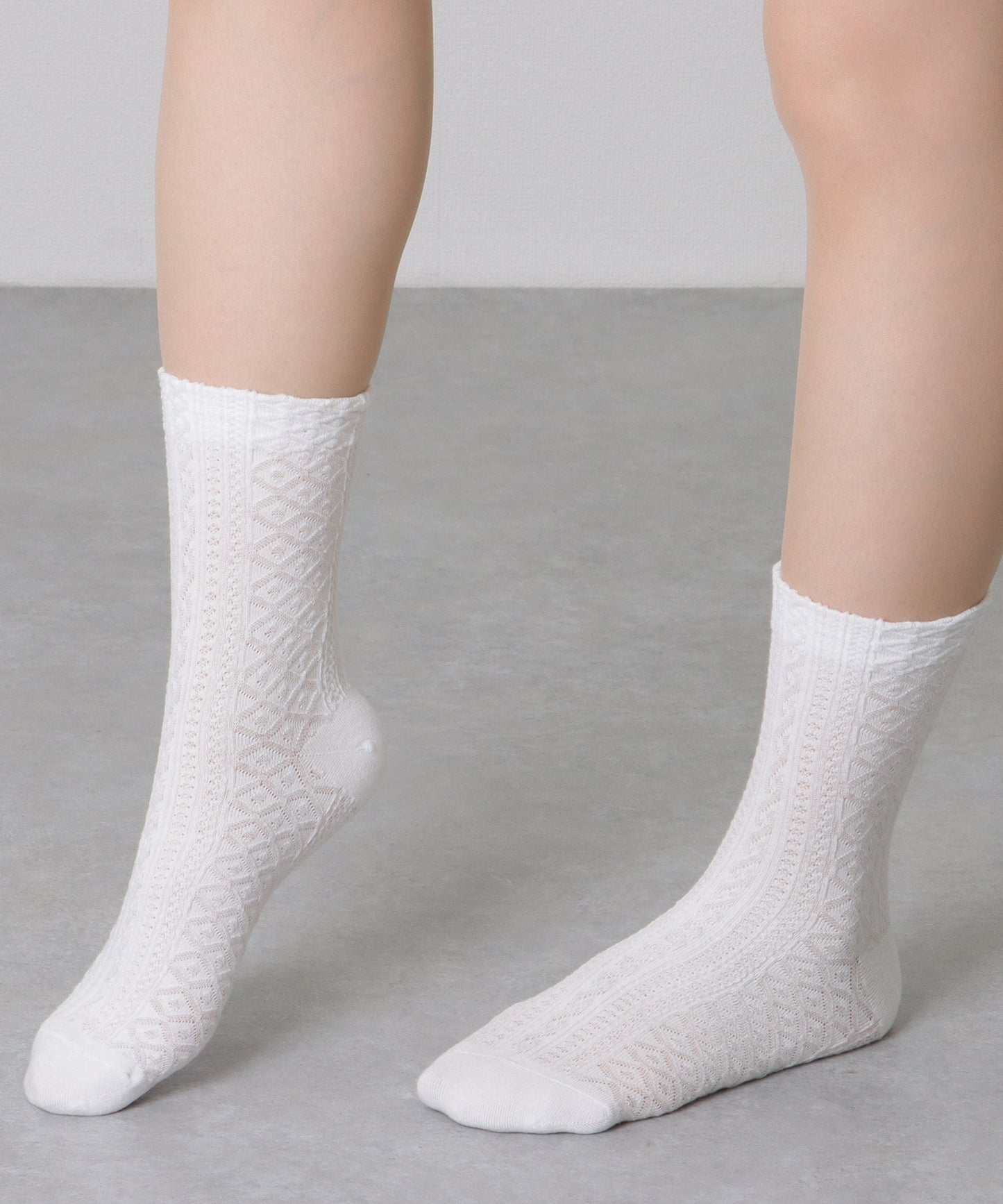 【10足セット】 ソリッドカラー 立体 ケーブル クルー丈 ソックス
