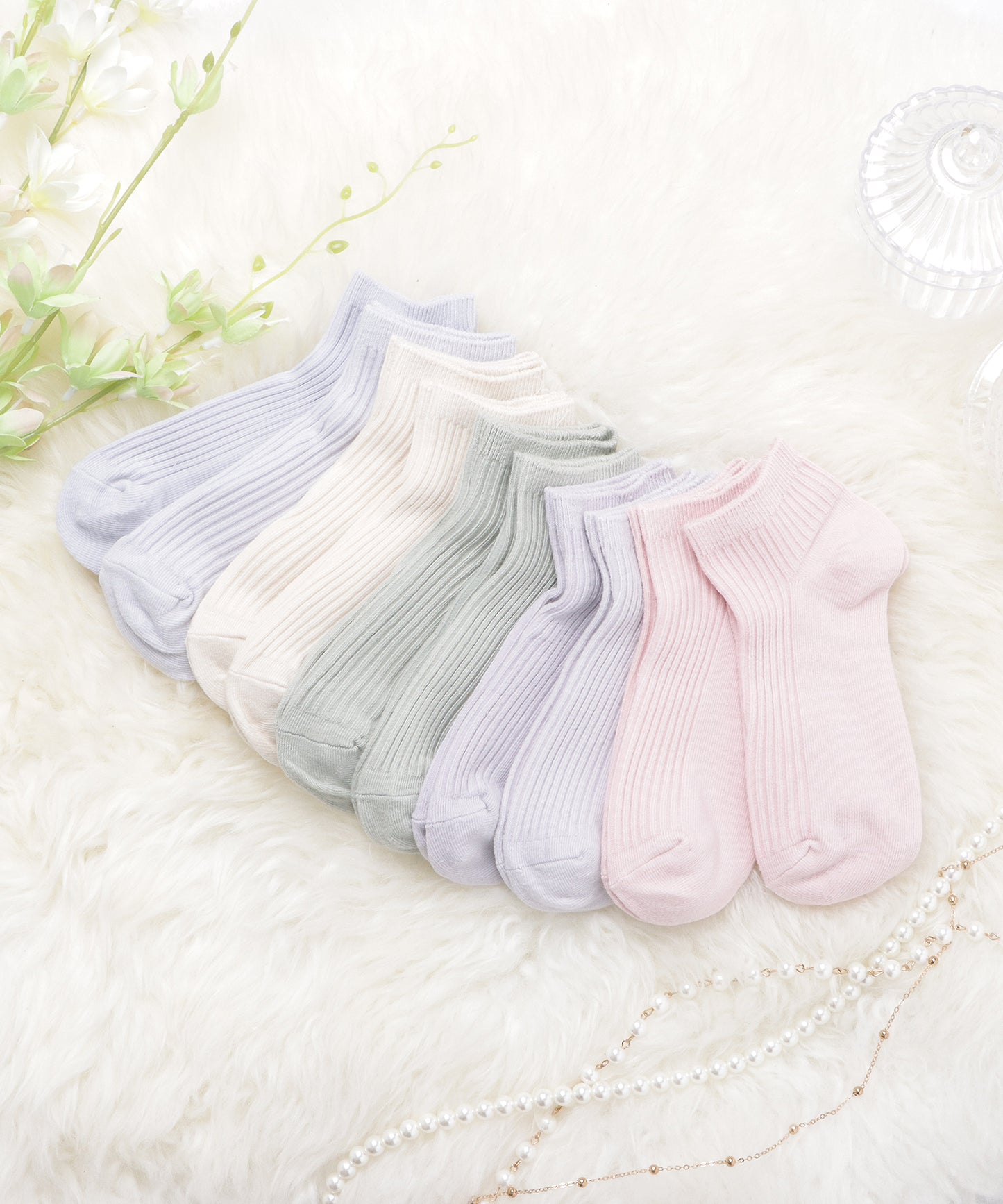 【10足セット】リブ編みくるぶしソックス