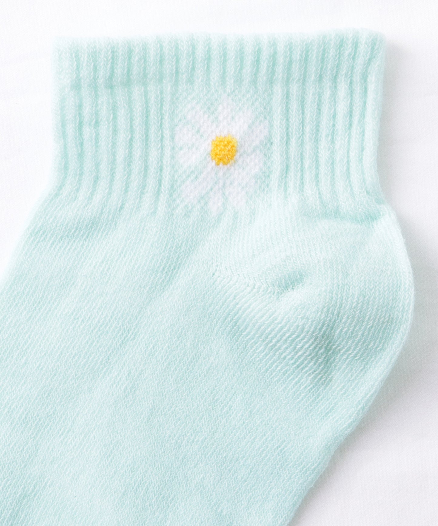 【10足セット】 ソリッドカラー 花柄 ショート リブ ソックス