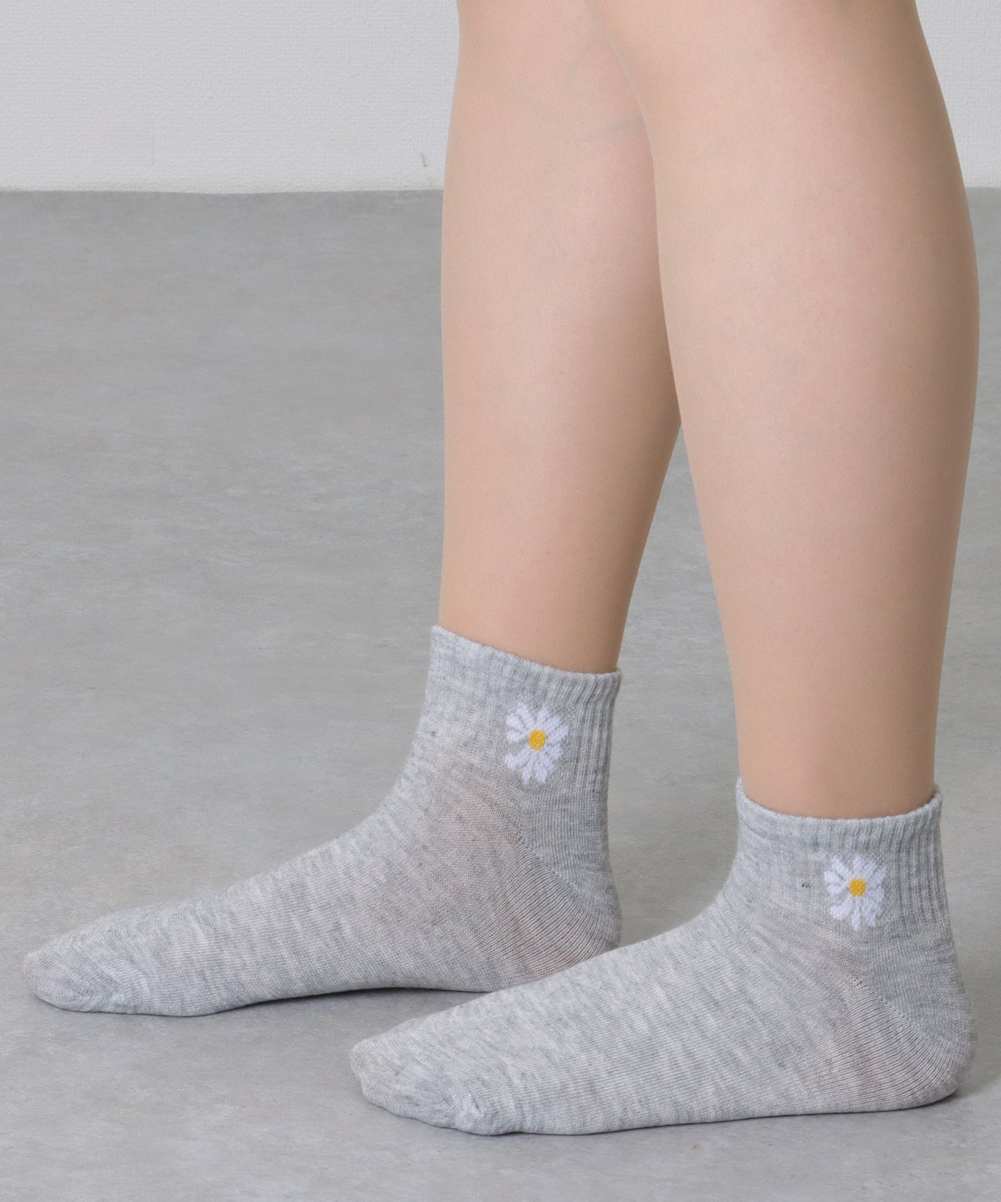 【10足セット】 ソリッドカラー 花柄 ショート リブ ソックス