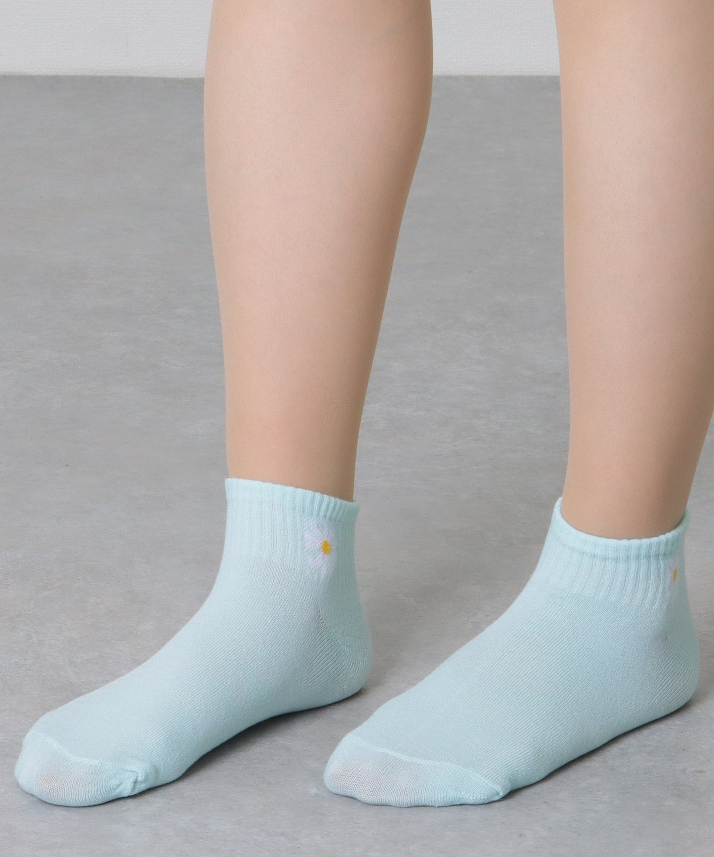 【10足セット】 ソリッドカラー 花柄 ショート リブ ソックス