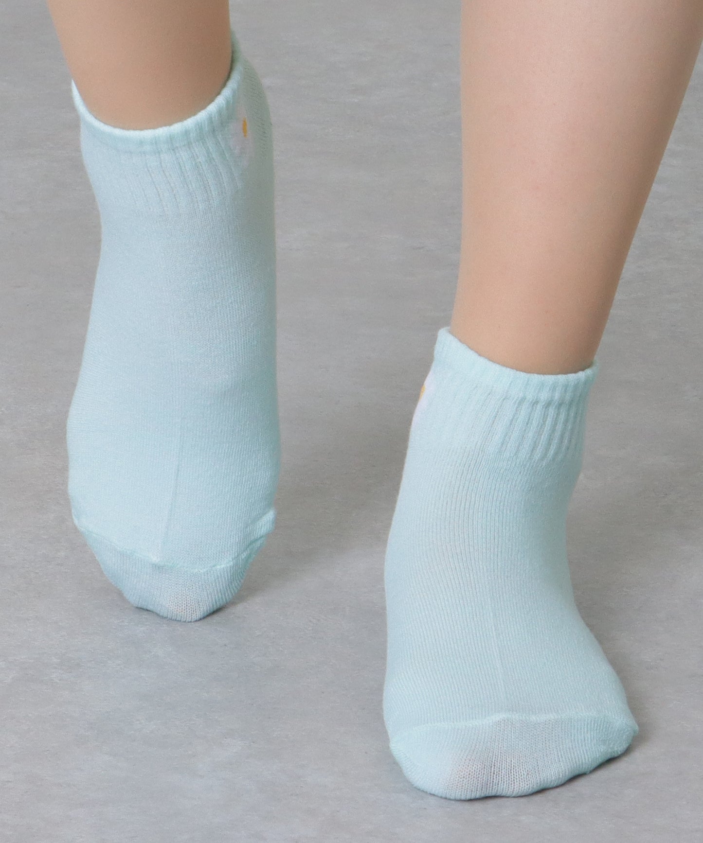 【10足セット】 ソリッドカラー 花柄 ショート リブ ソックス