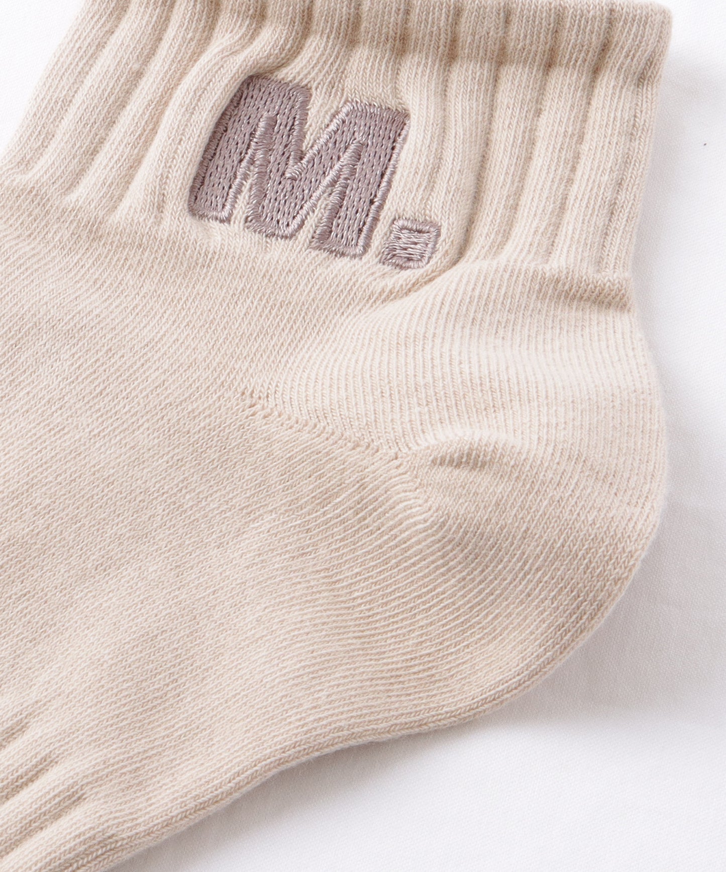 【5足組】アルファベット 刺繍付 リブ ショート ソックス